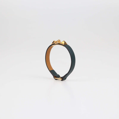Hermes Vert Bosphore Swift Leather Rose Gold Mini Rivale Bracelet T2