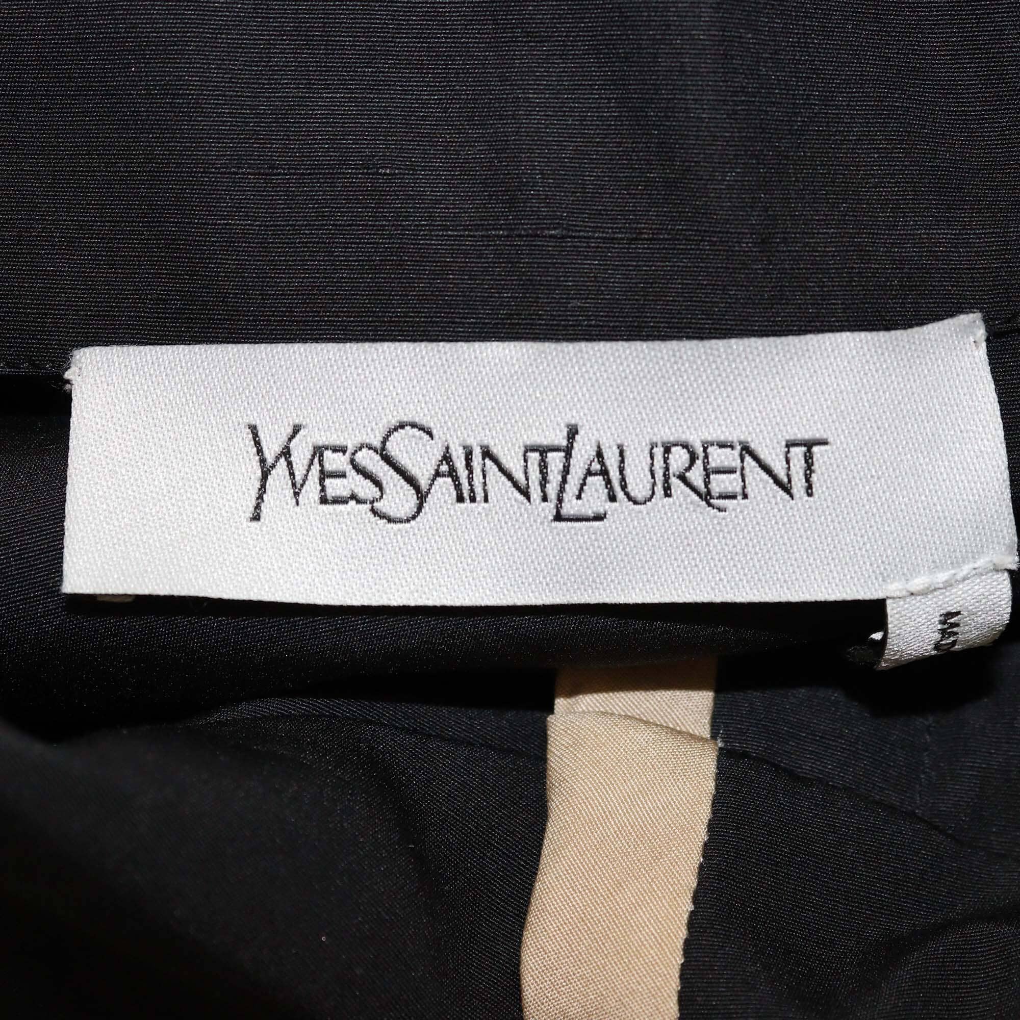 Yves Saint Laurent Black Sleeveless Half Clip Button Top Womens Yves Saint Laurent 