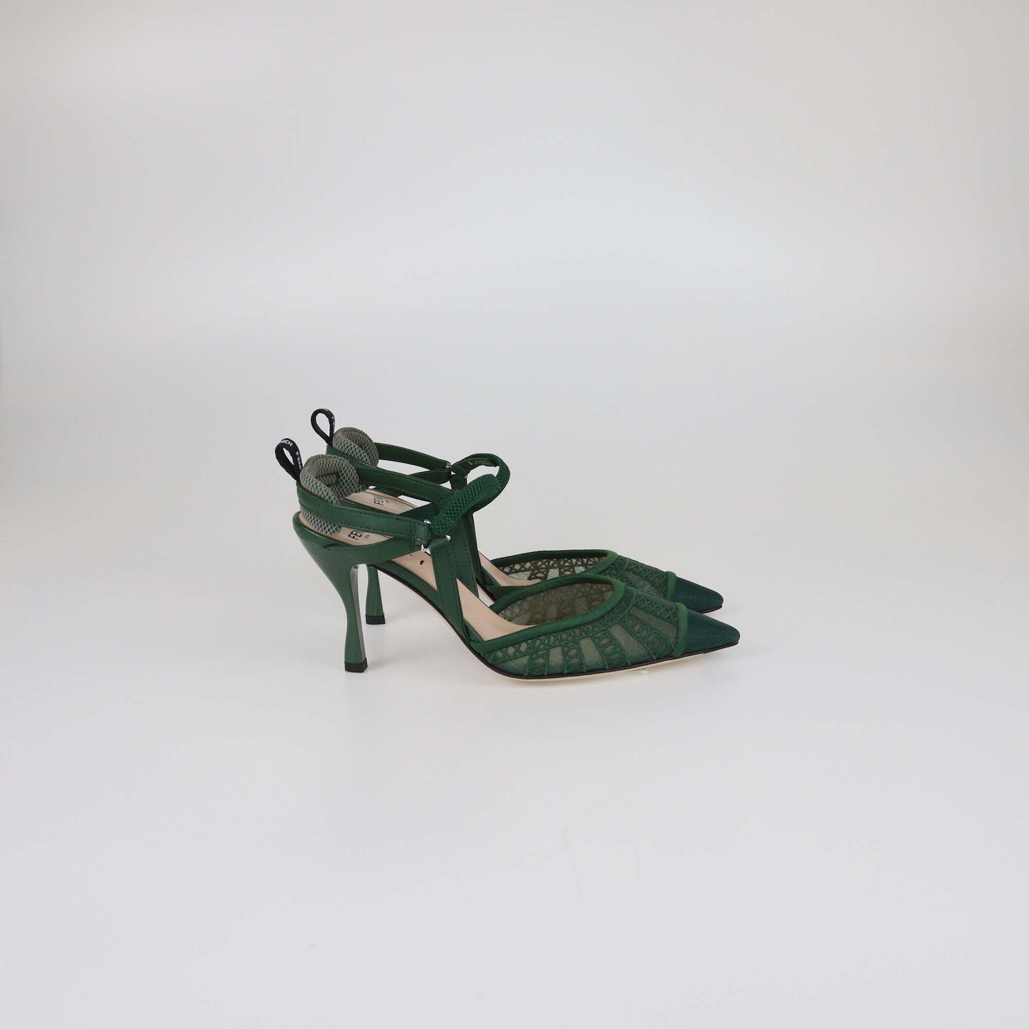 Fendi Green Colibri Lite Slingback Pumps Womens Fendi 