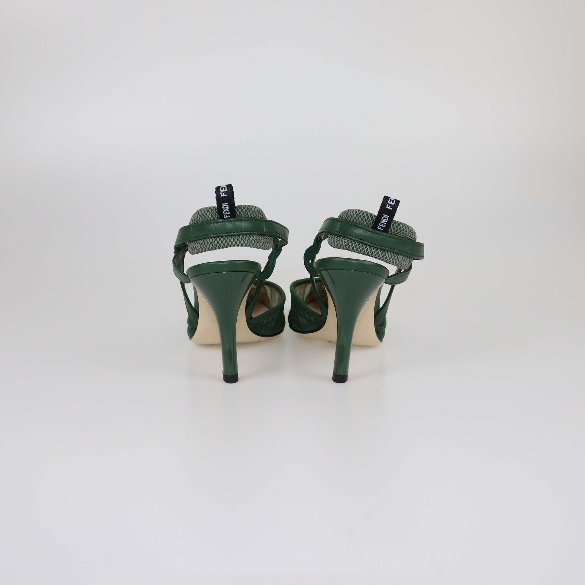 Fendi Green Colibri Lite Slingback Pumps Womens Fendi 