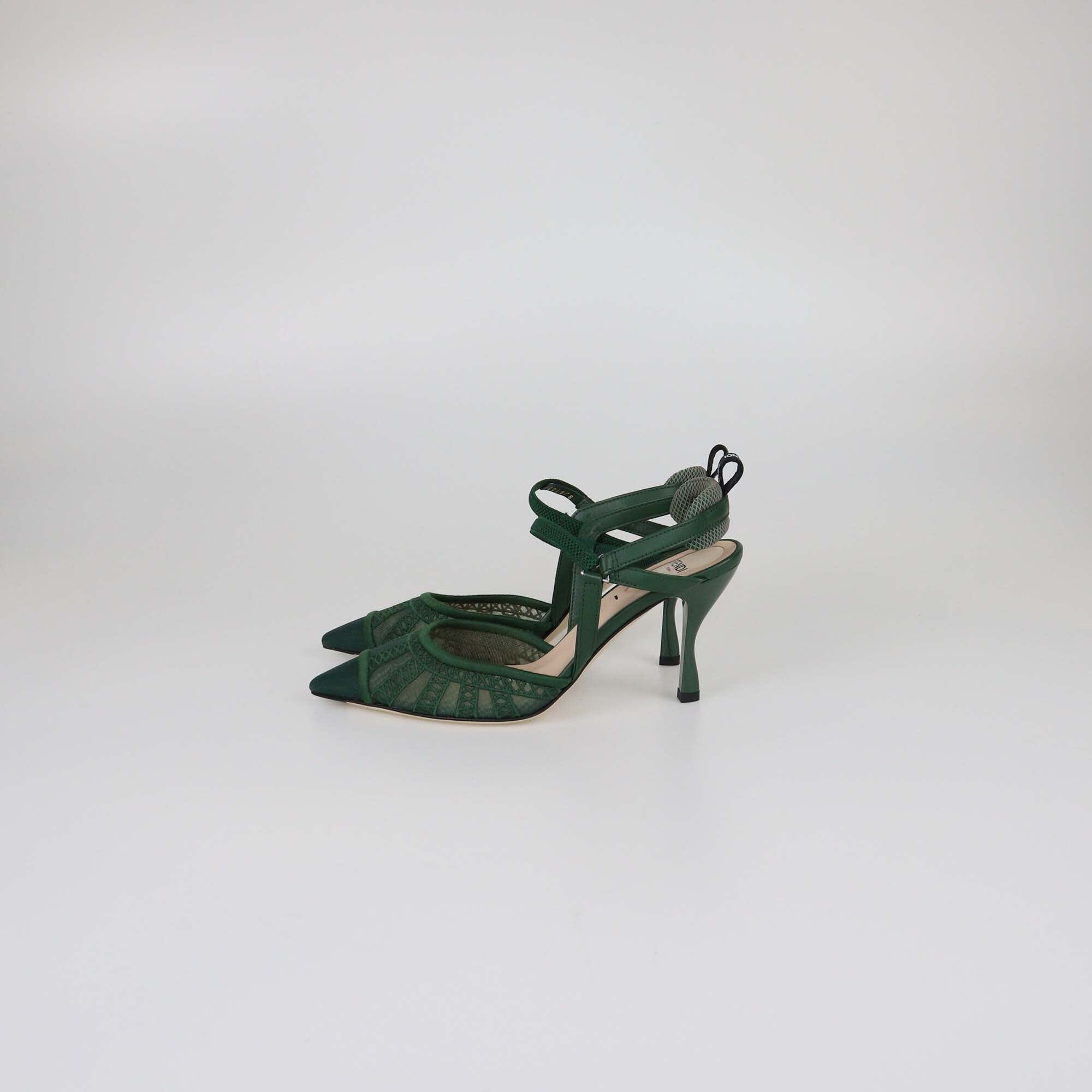 Fendi Green Colibri Lite Slingback Pumps Womens Fendi 