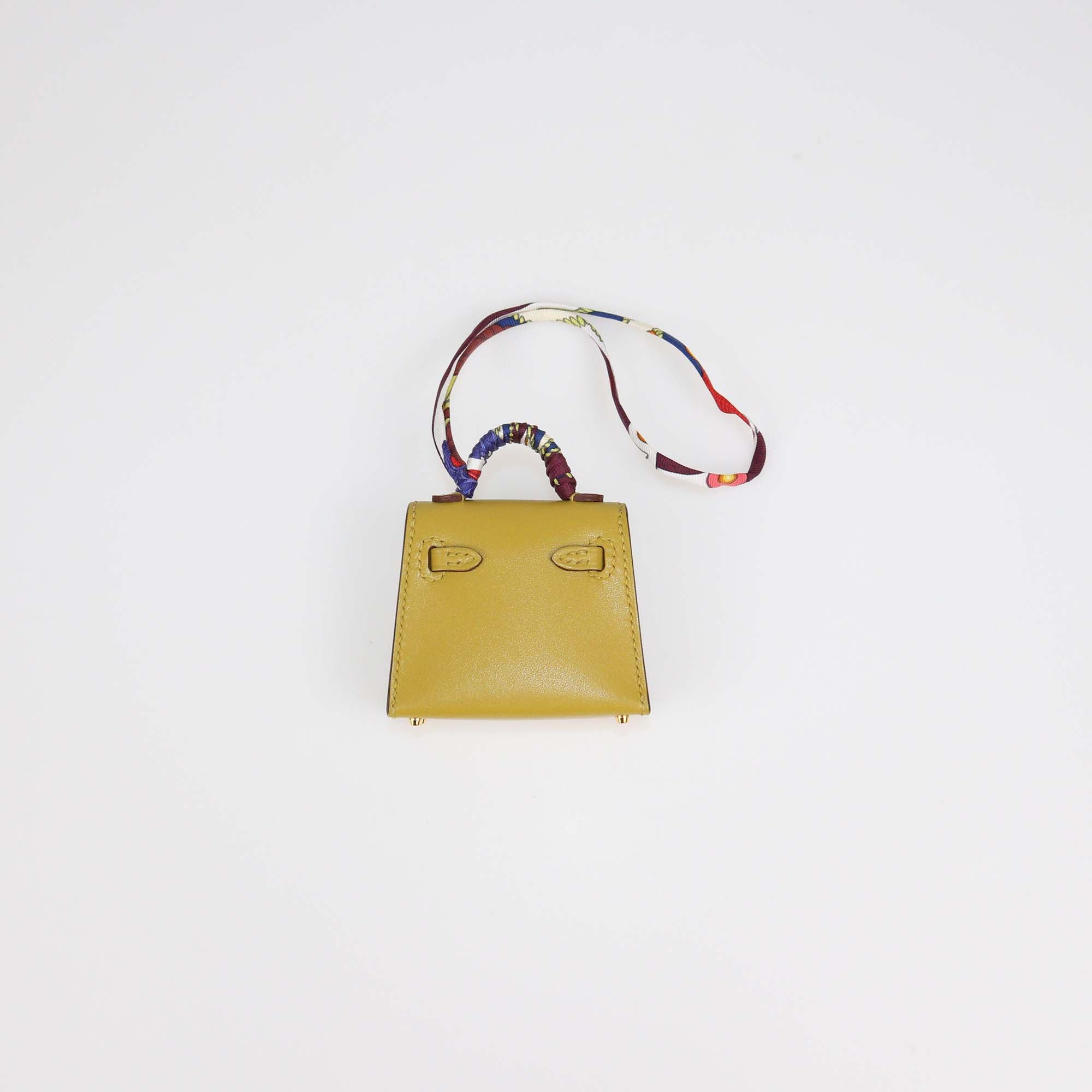 Hermes Cardamome Tadelakt Leather Mini Kelly Twilly Bag Charm