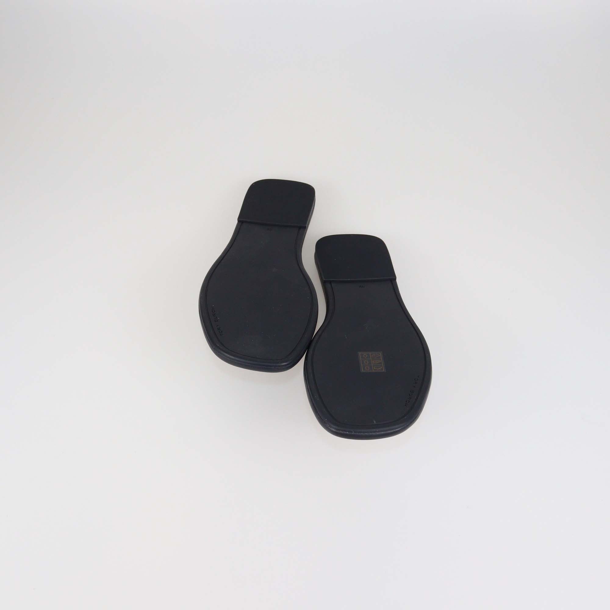 Tory Burch Black Leather Double T Flat Slides
