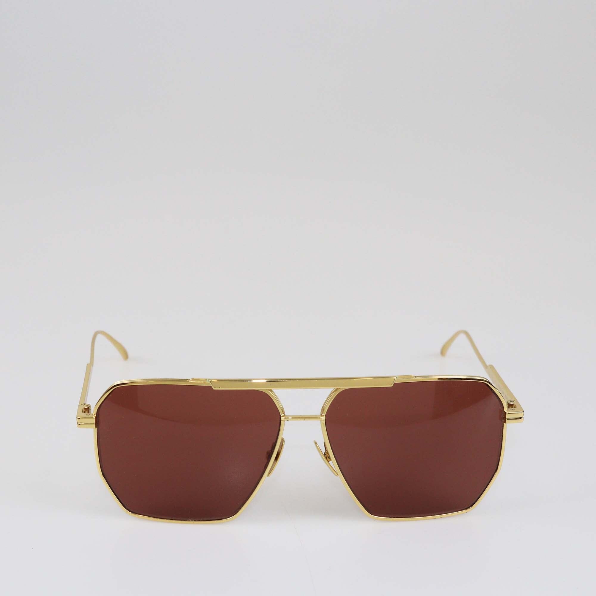 Bottega Veneta Gold/Red BV1012S Sunglasses Womens Bottega Veneta 