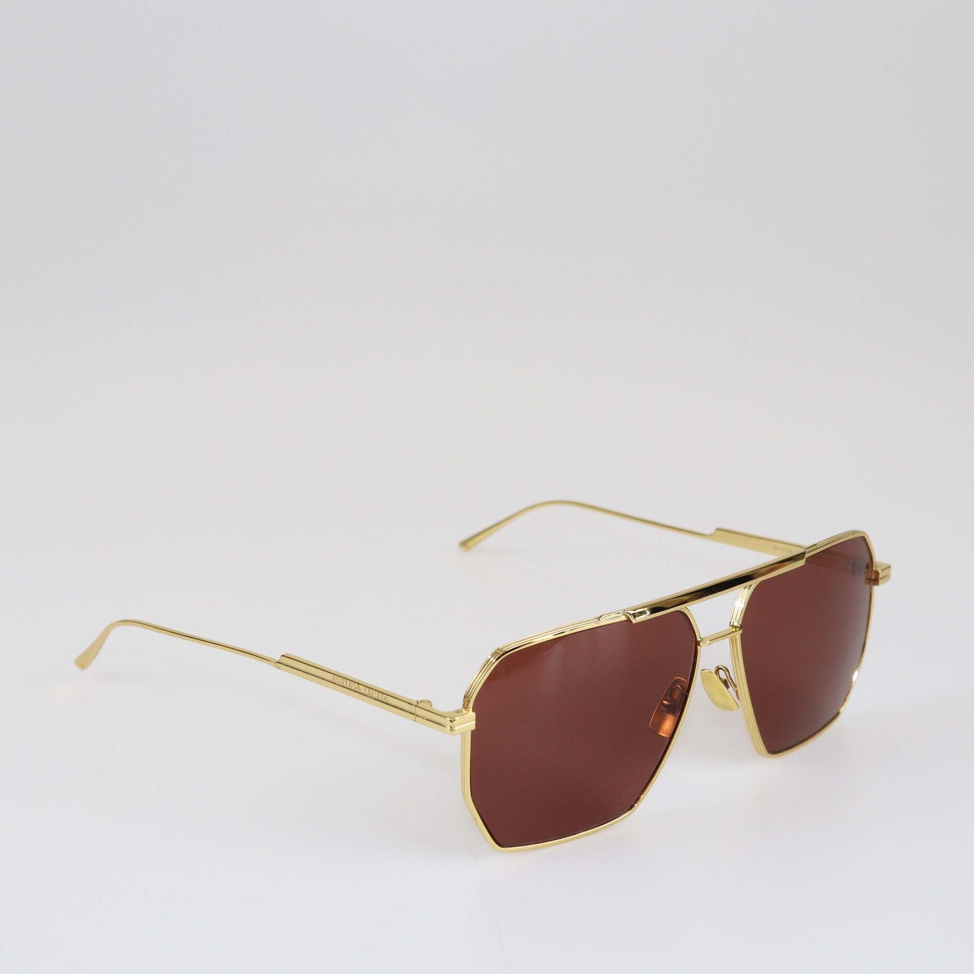 Bottega Veneta Gold/Red BV1012S Sunglasses Womens Bottega Veneta 