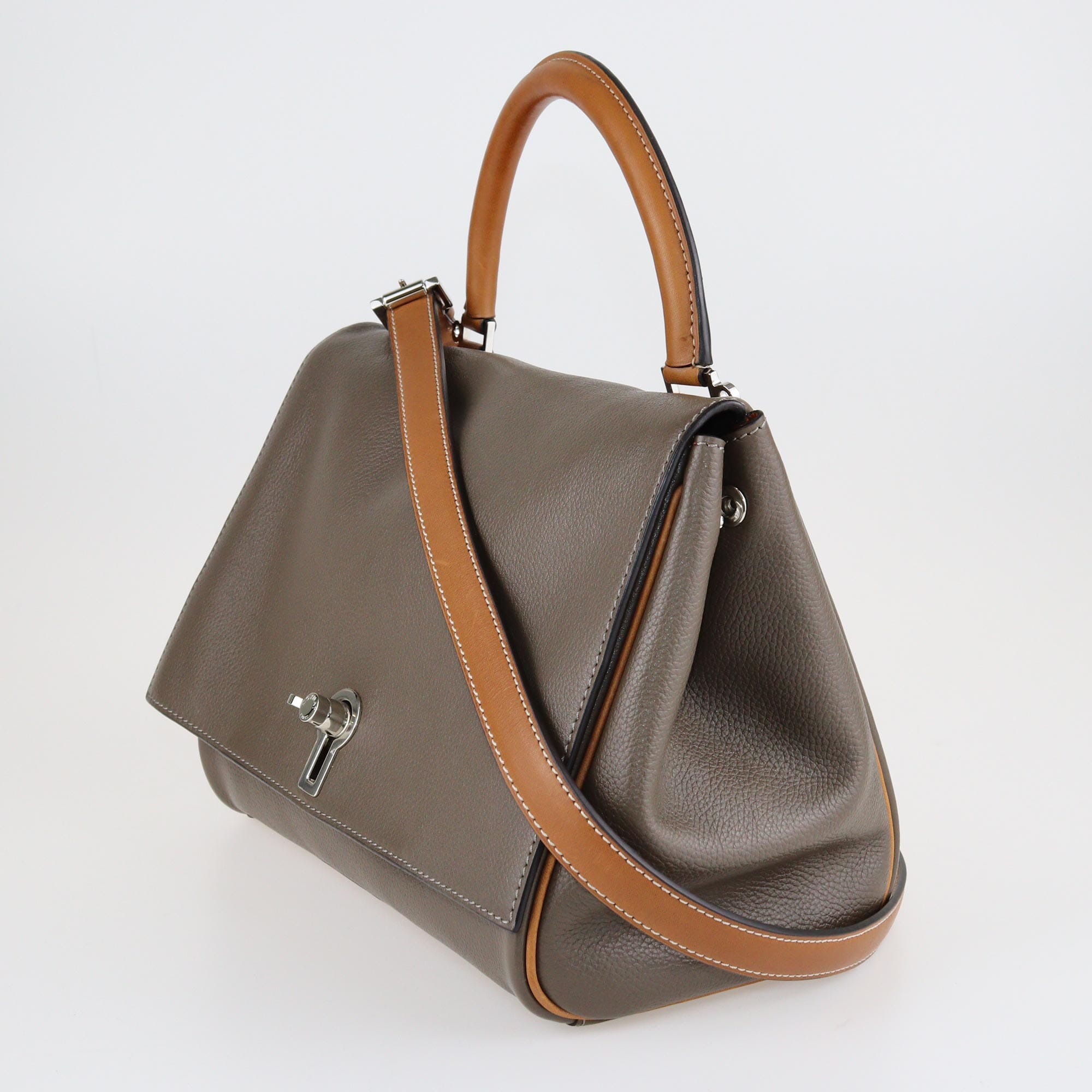 Grey/Brown Danse 2-WayTop Handle Bag Bags Moynat 
