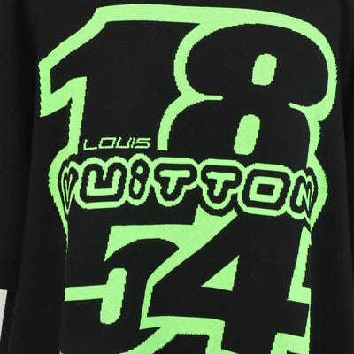 Louis Vuitton Black/Neon Green Blend Cotton Knit 1854 T-Shirt