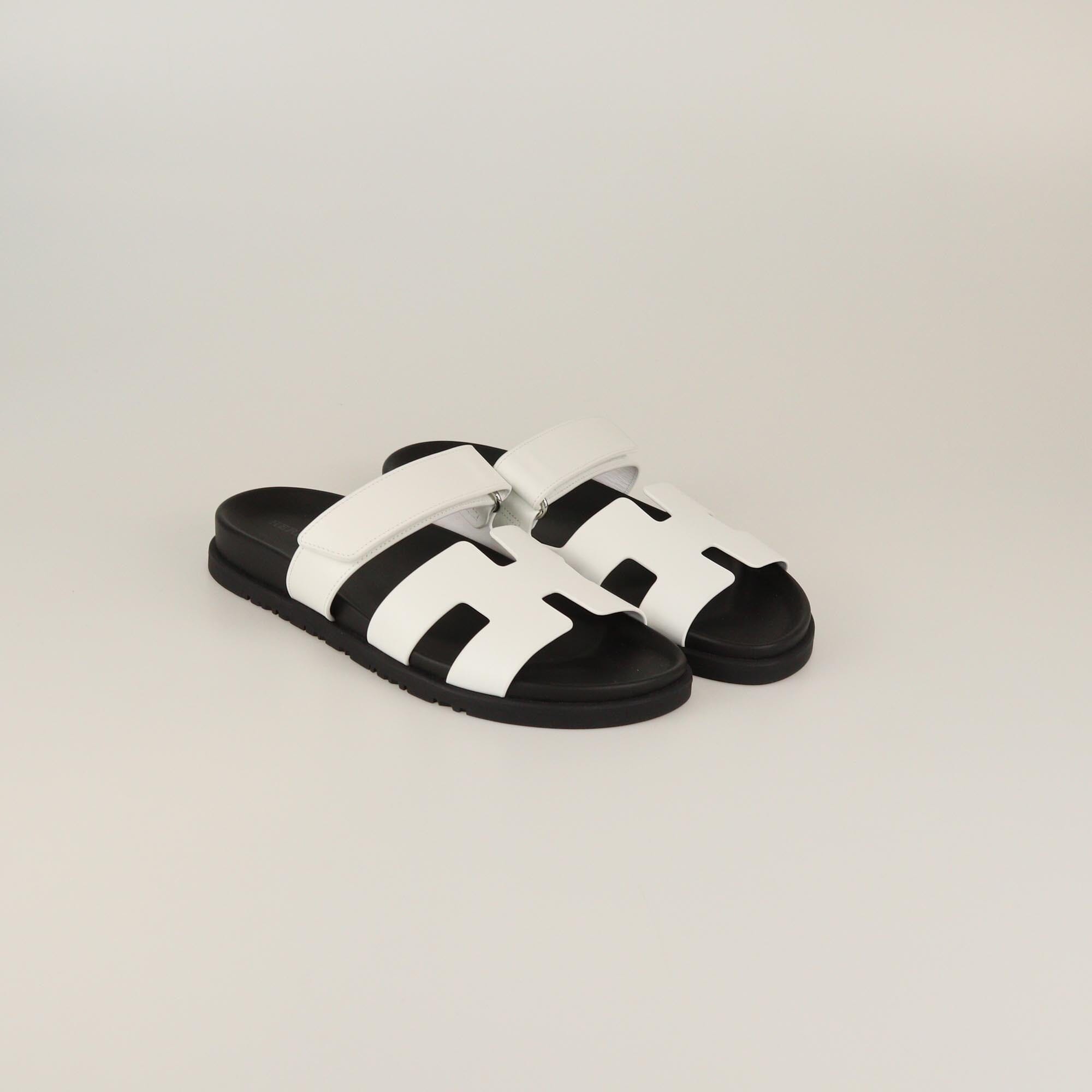 Hermes White Chypre Sandals Womens Hermes 
