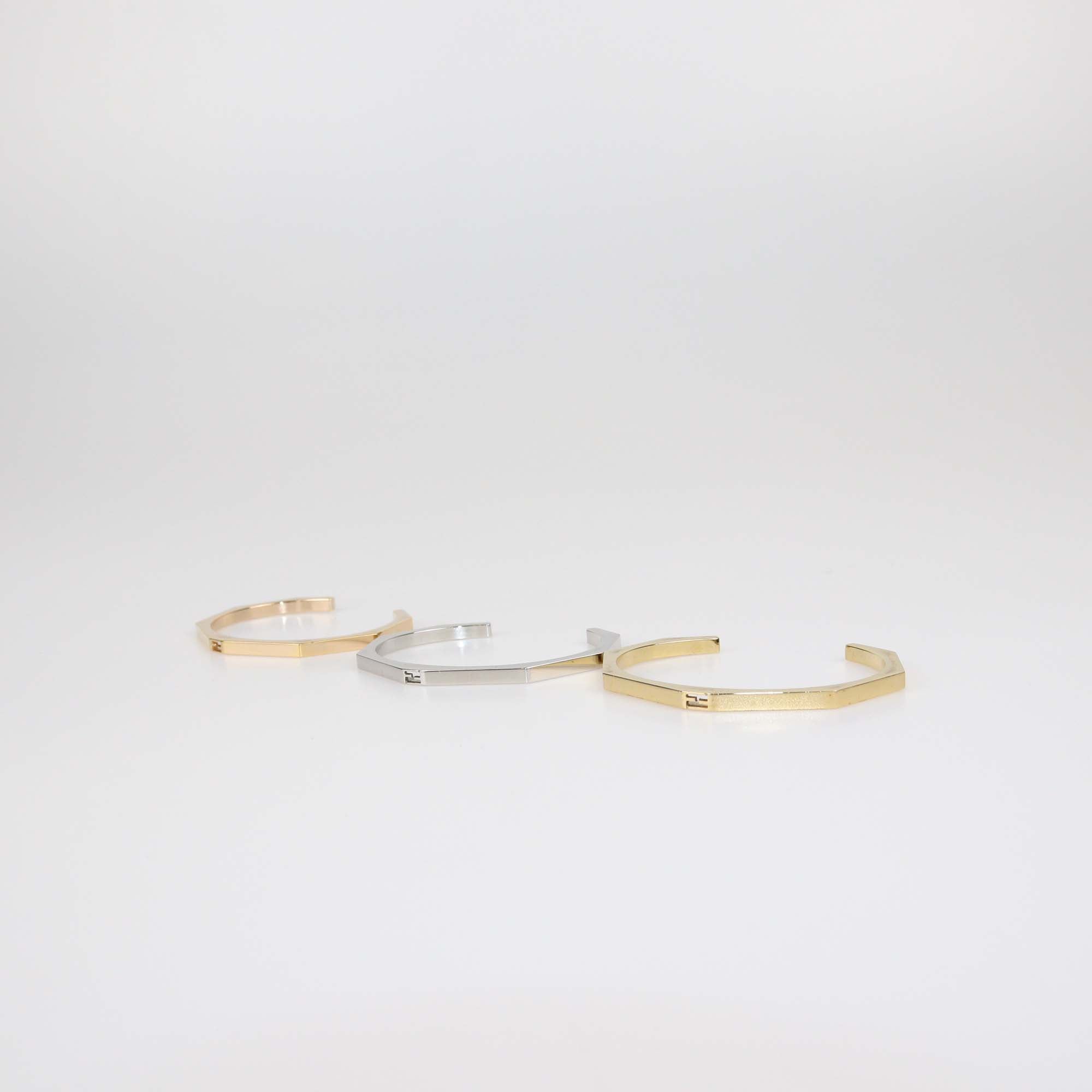 Fendi Tricolor Baguette Set of 3 Open Cuff Bracelet L