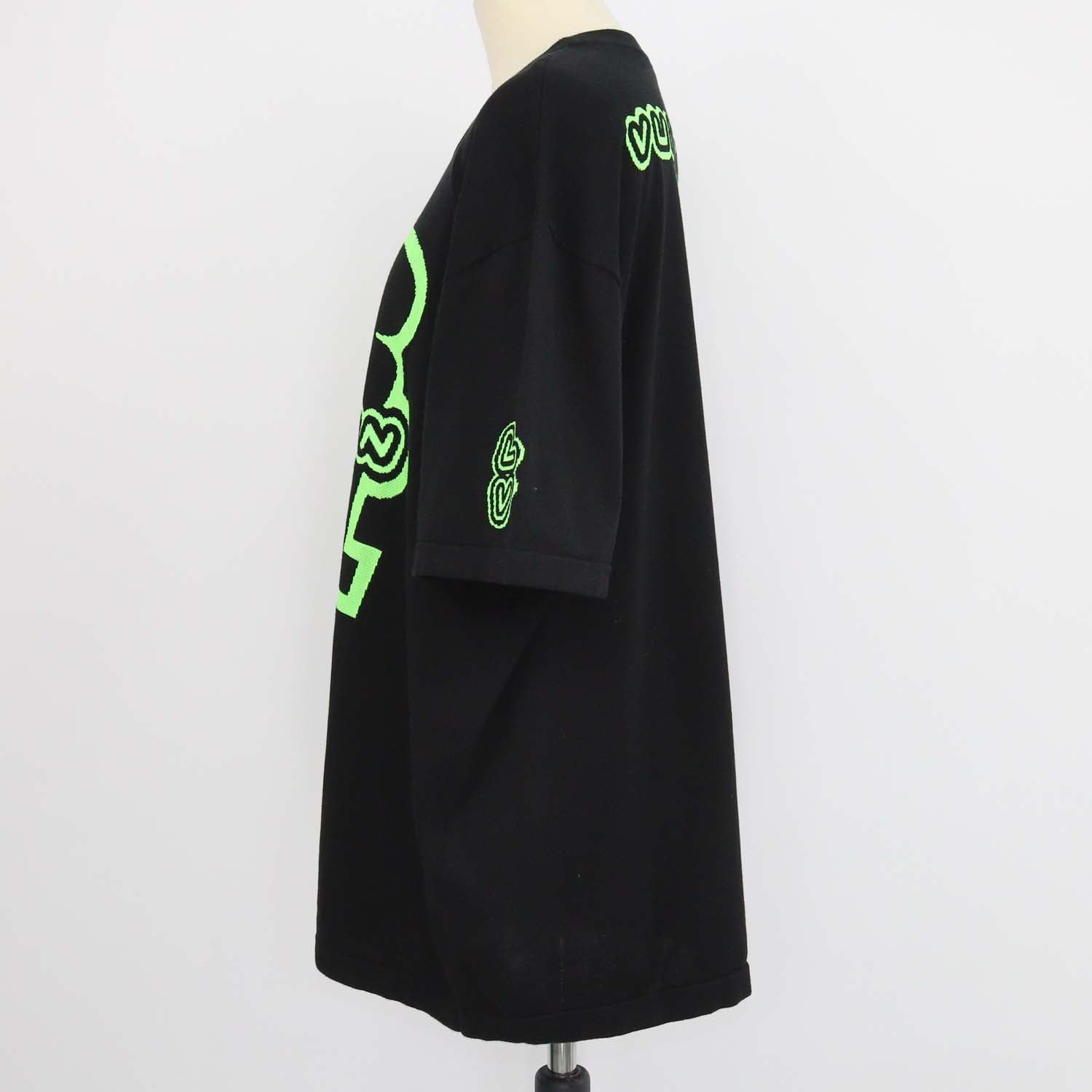 Louis Vuitton Black/Neon Green Blend Cotton Knit 1854 T-Shirt