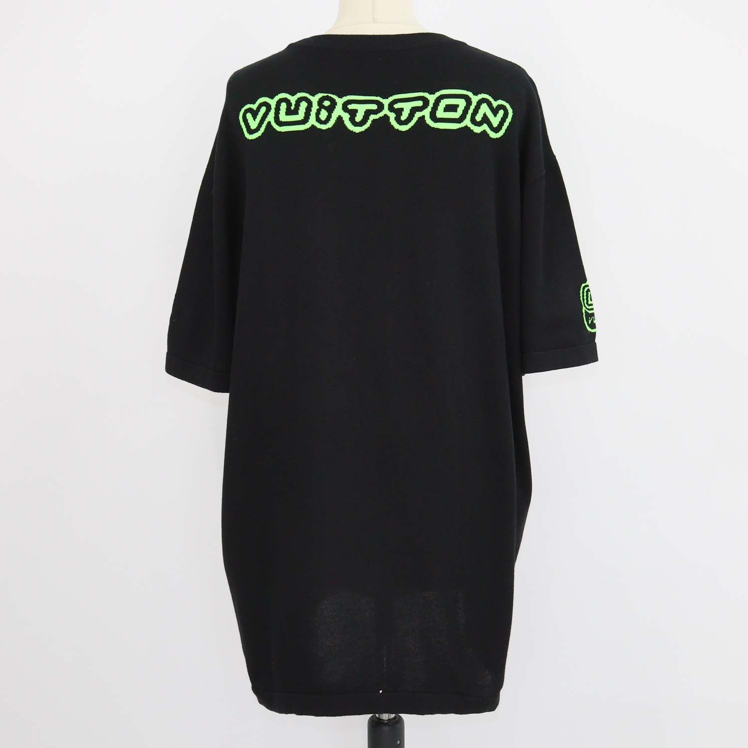 Louis Vuitton Black/Neon Green Blend Cotton Knit 1854 T-Shirt