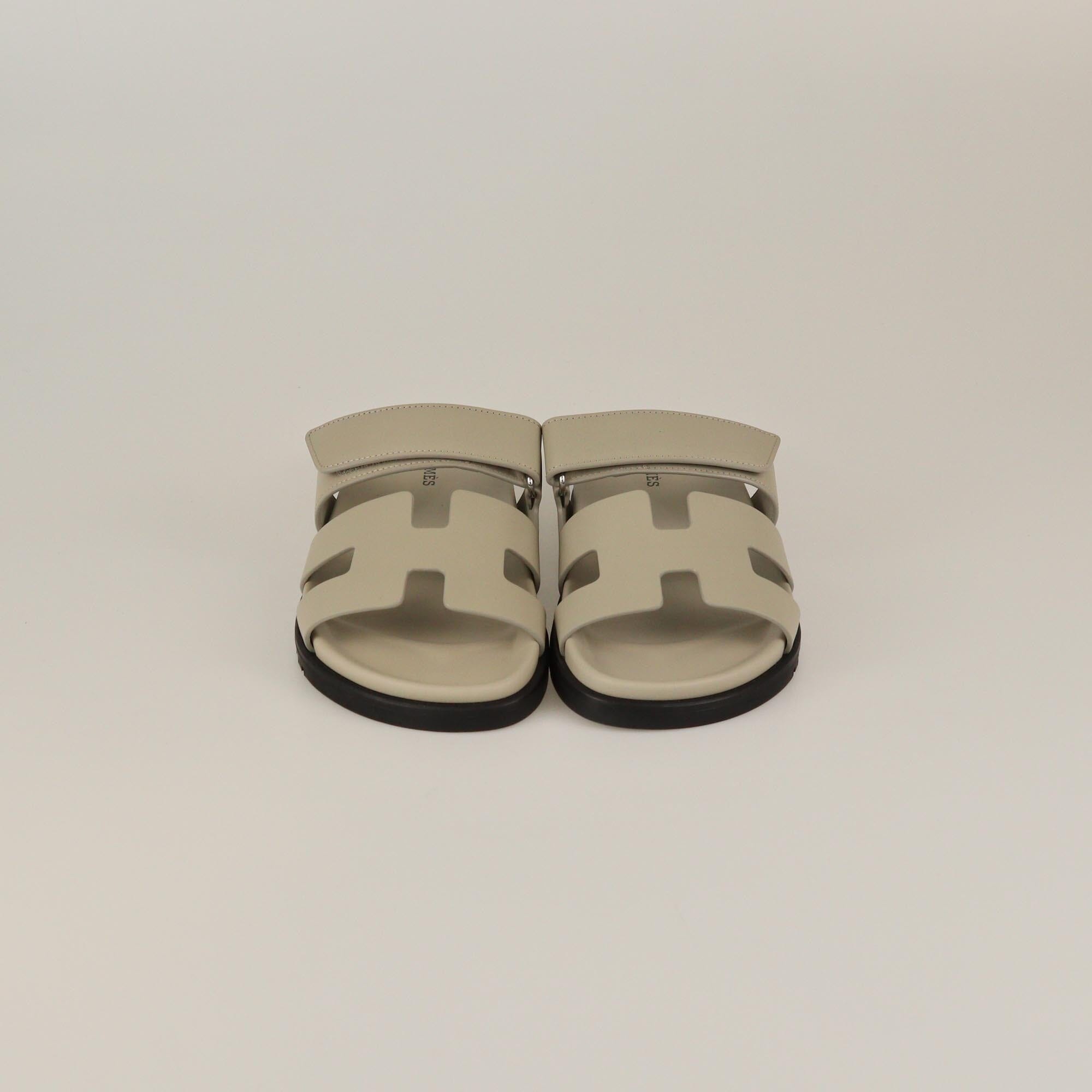 Hermes Beige Esquisse Chypre Sandals Womens Hermes 