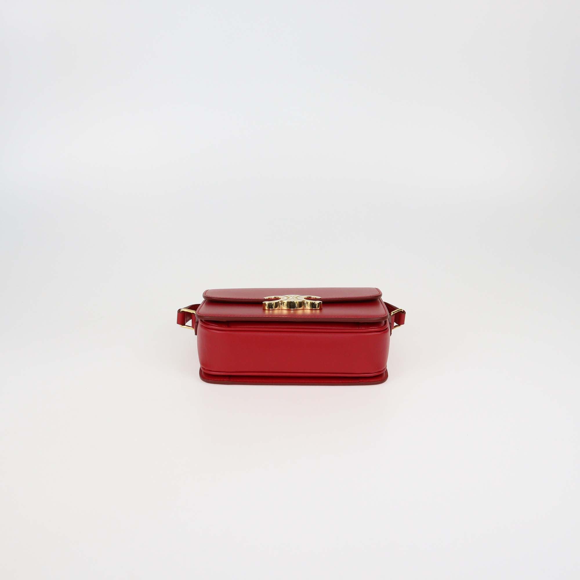 Celine Red Leather Teen Triomphe Shoulder Bag