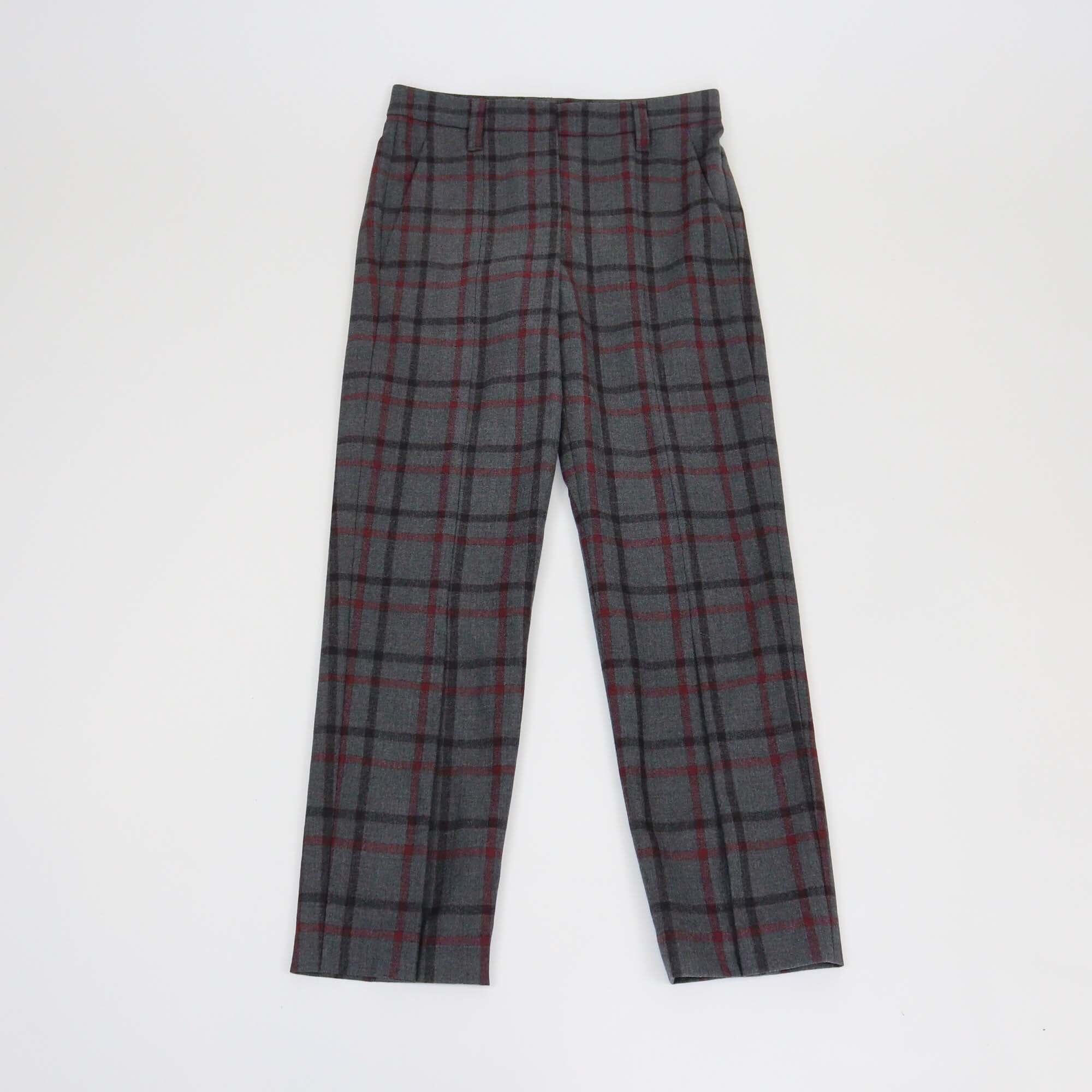 Brunello Cucinelli Dark Grey Checkered Straight Leg Pants Womens Brunello Cucinelli 