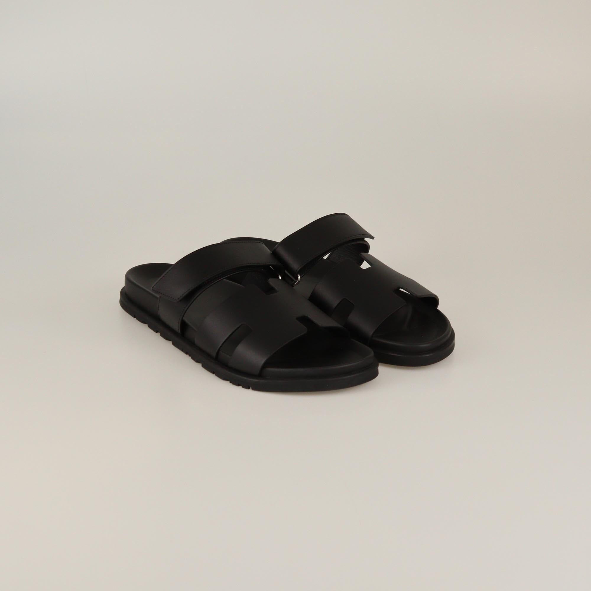Hermes Black Chypre Sandals Mens Hermes 