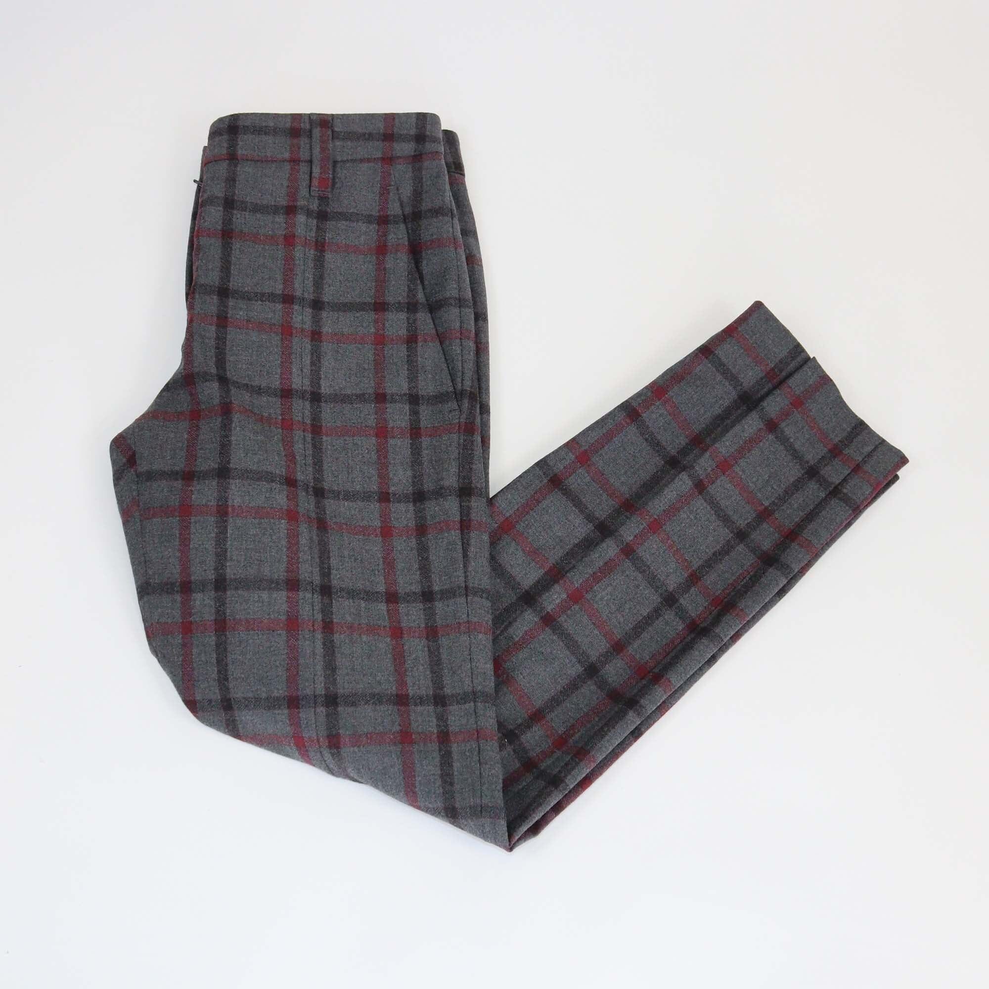 Brunello Cucinelli Dark Grey Checkered Straight Leg Pants Womens Brunello Cucinelli 