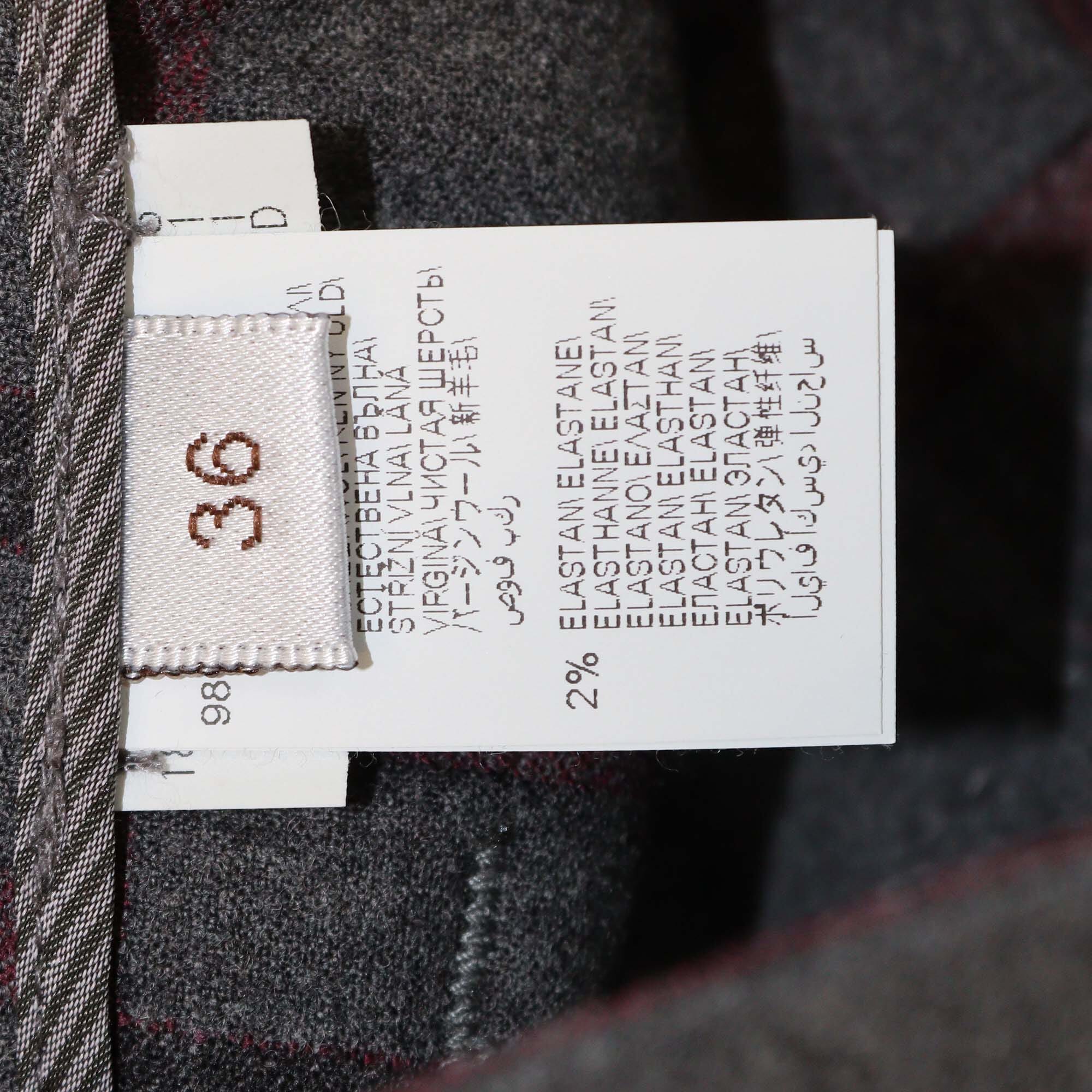 Brunello Cucinelli Dark Grey Checkered Straight Leg Pants Womens Brunello Cucinelli 