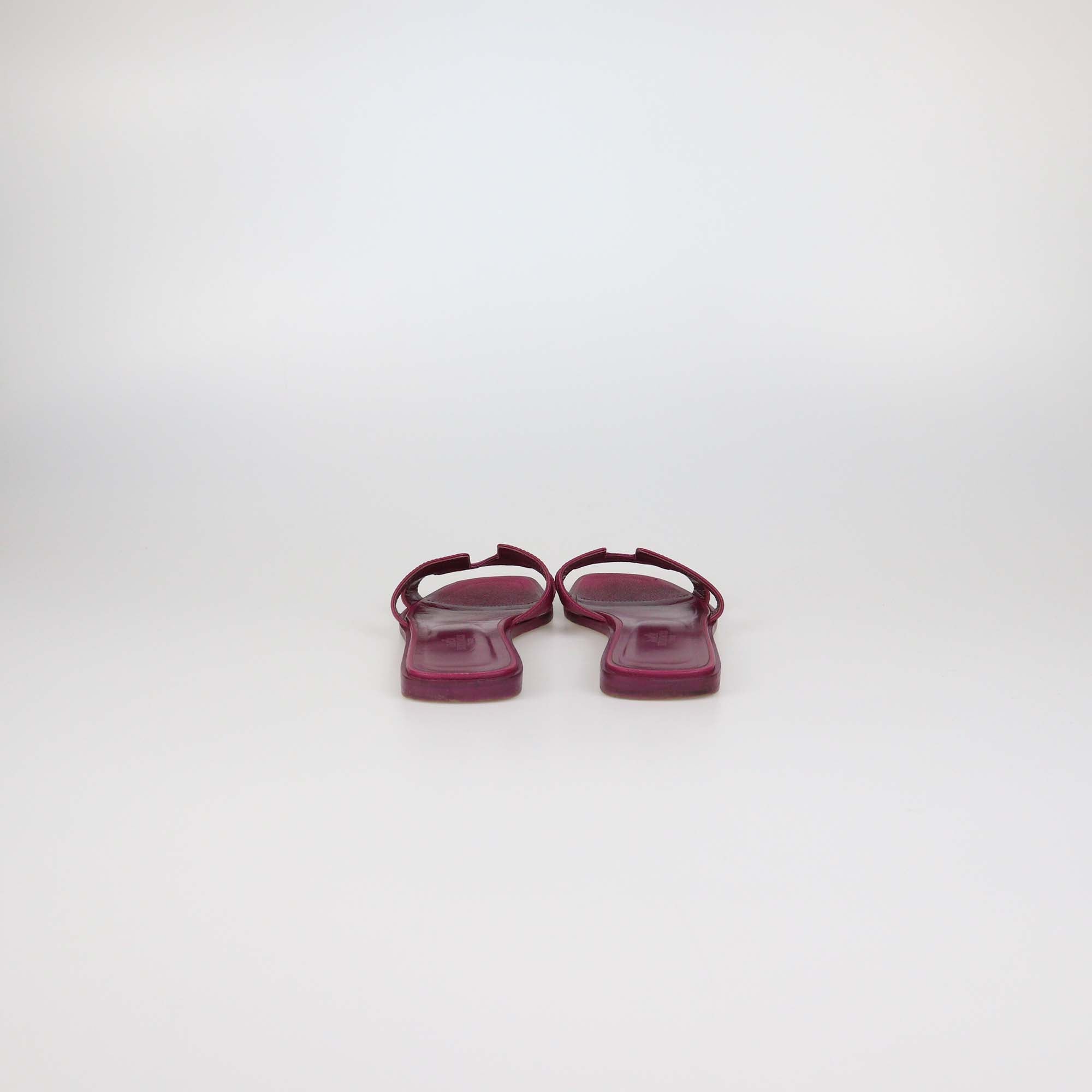 Hermes Pink Leather Oran Flat Slides