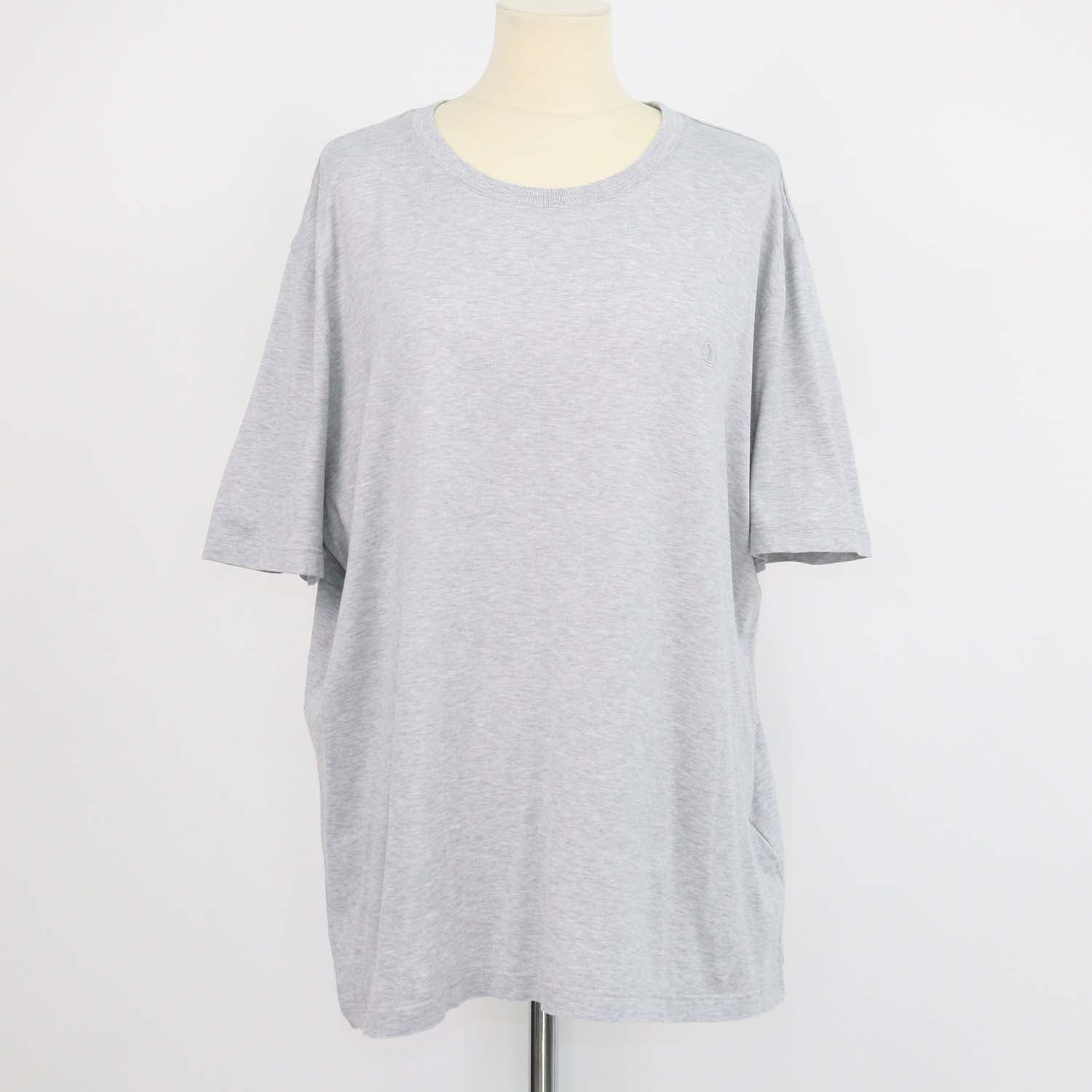 Louis Vuitton Grey Cotton Logo Embroidered Crew Neck T-Shirt