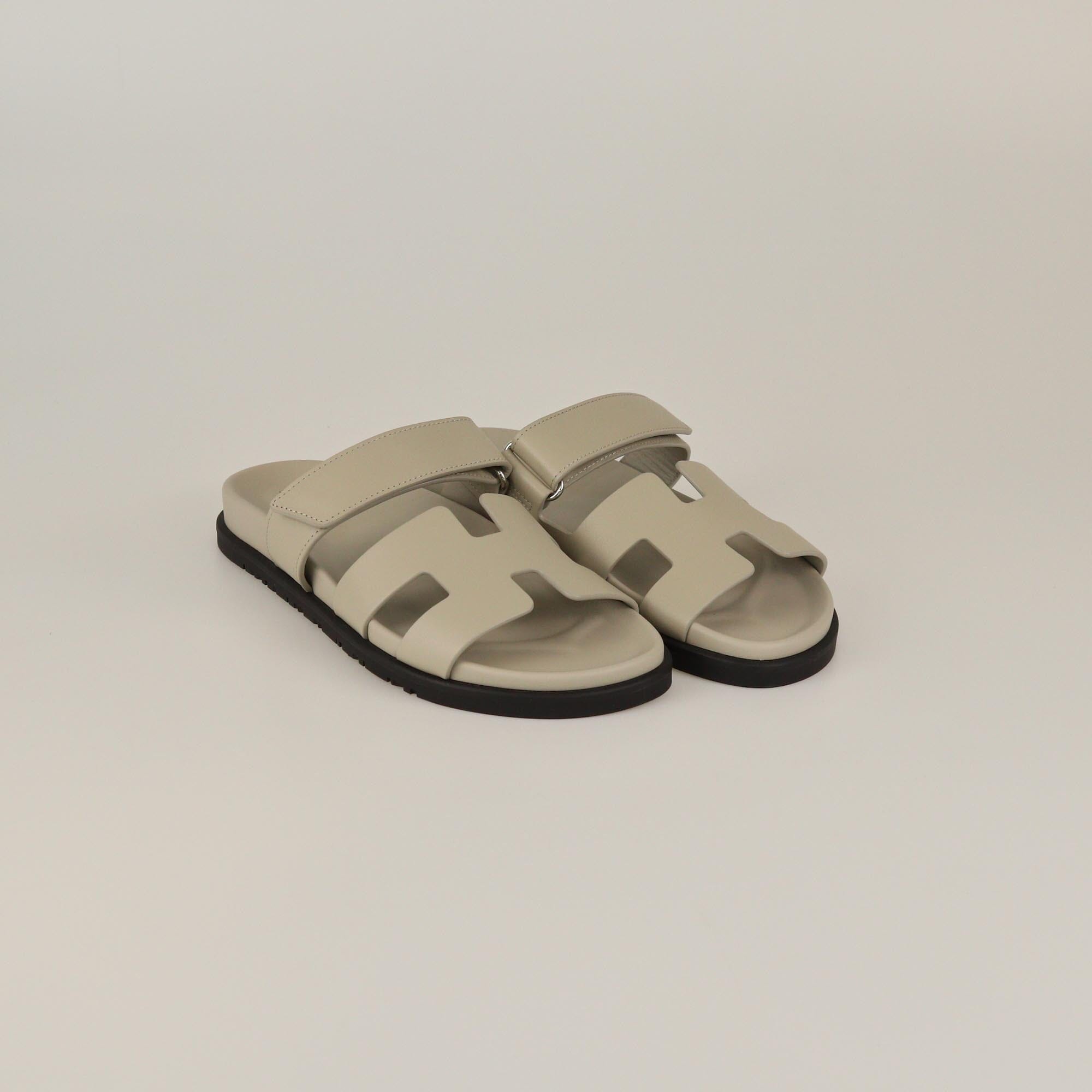 Hermes Beige Esquisse Chypre Sandals Womens Hermes 