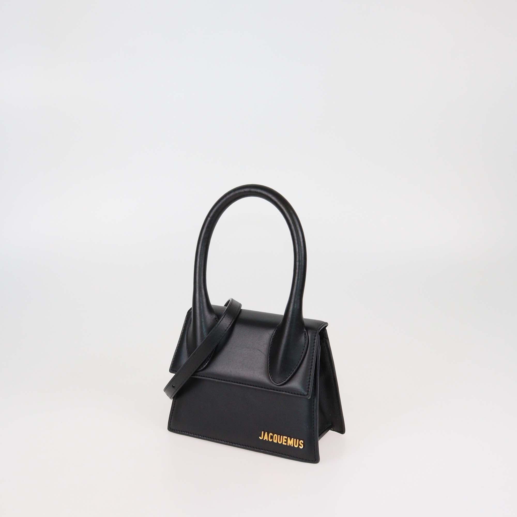 Jacquemus Black Leather Le Chiquito Moyen Top Handle Bag