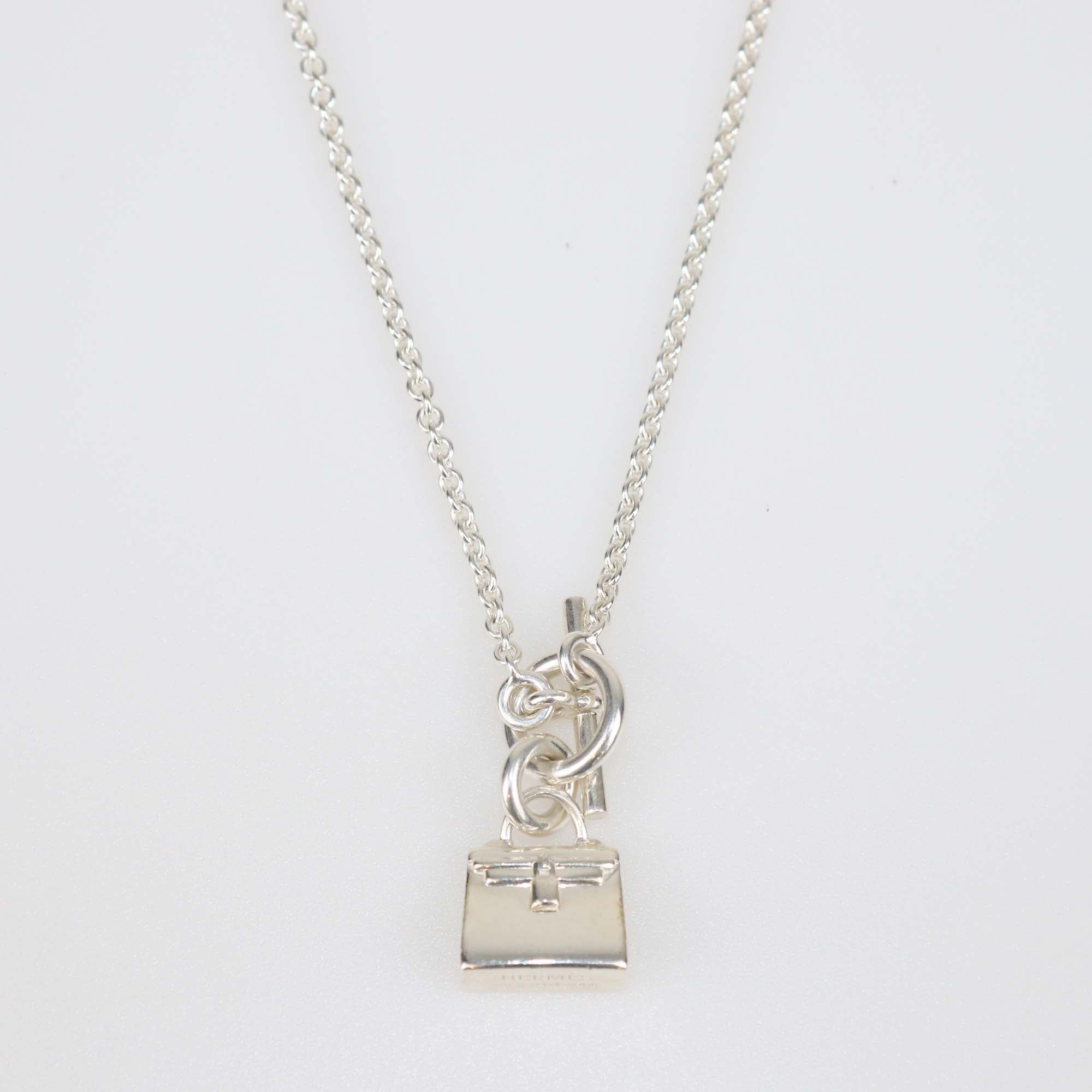 Hermes Sterling Silver Amulettes Kelly Pendant Necklace