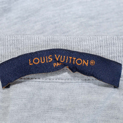 Louis Vuitton Grey Cotton Logo Embroidered Crew Neck T-Shirt