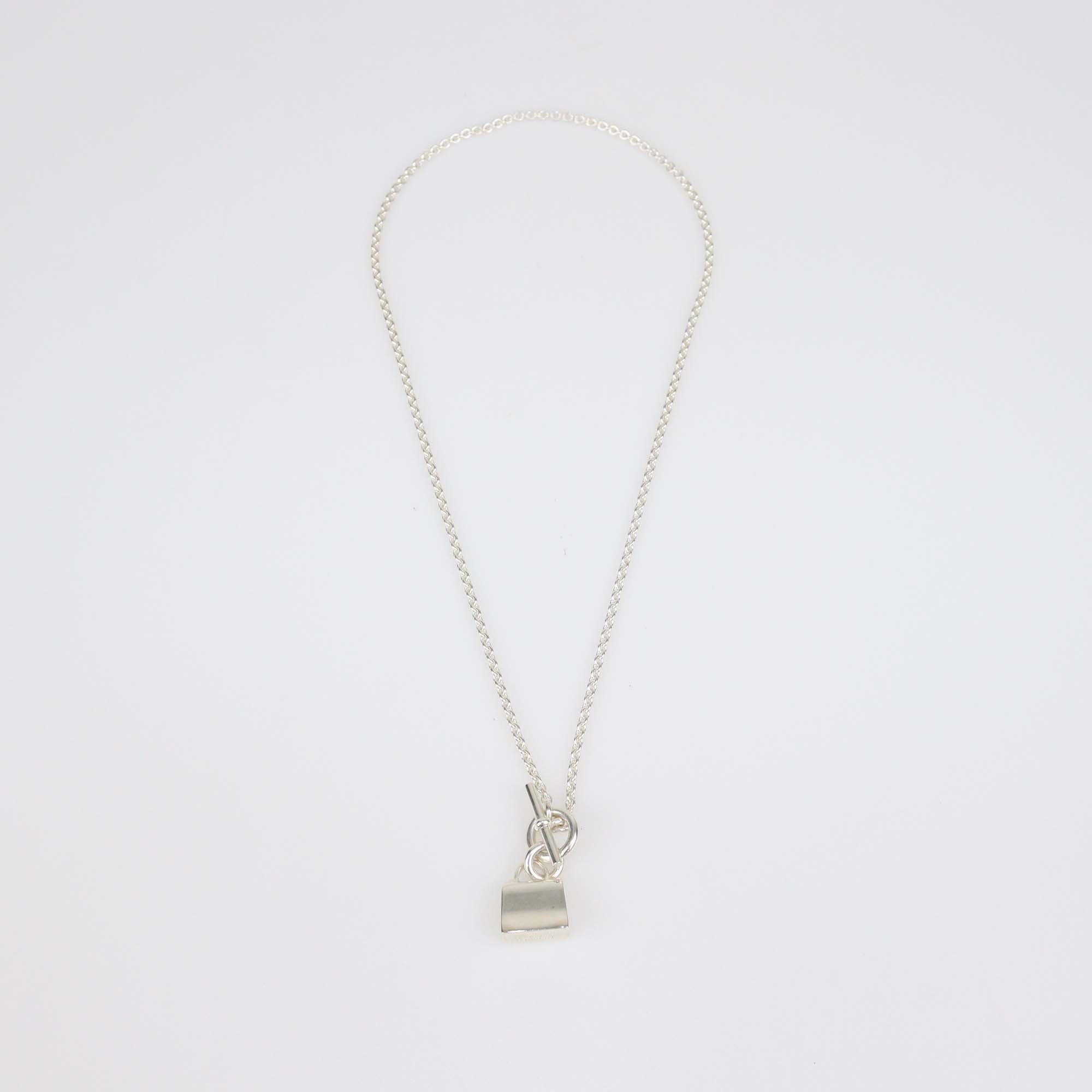 Hermes Sterling Silver Amulettes Kelly Pendant Necklace