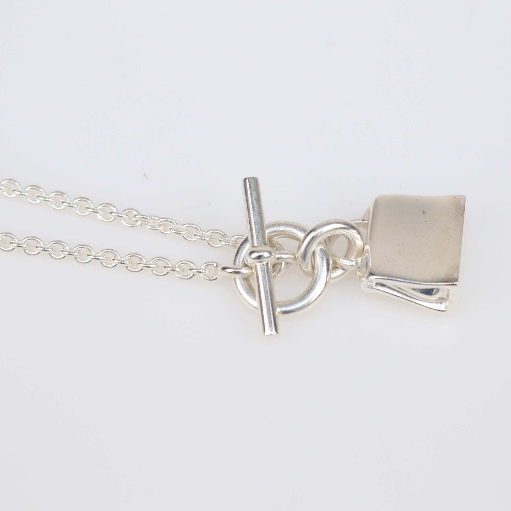 Hermes Sterling Silver Amulettes Kelly Pendant Necklace