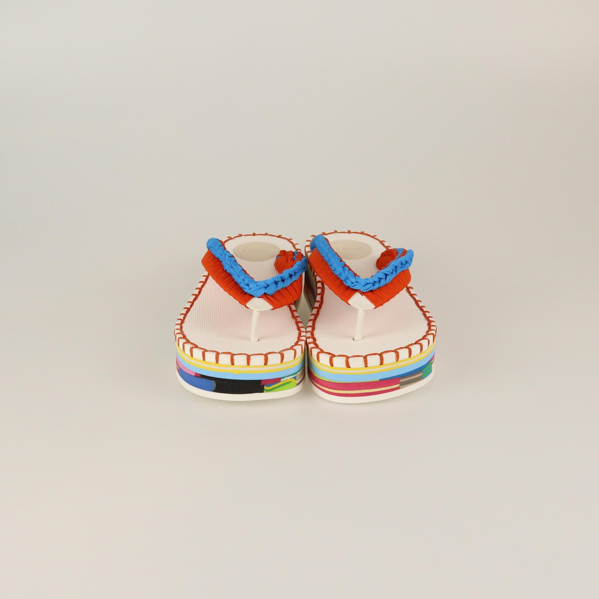 Chloe Multicolor Lou Crochet Thong Flat Sandals Womens Chloe 
