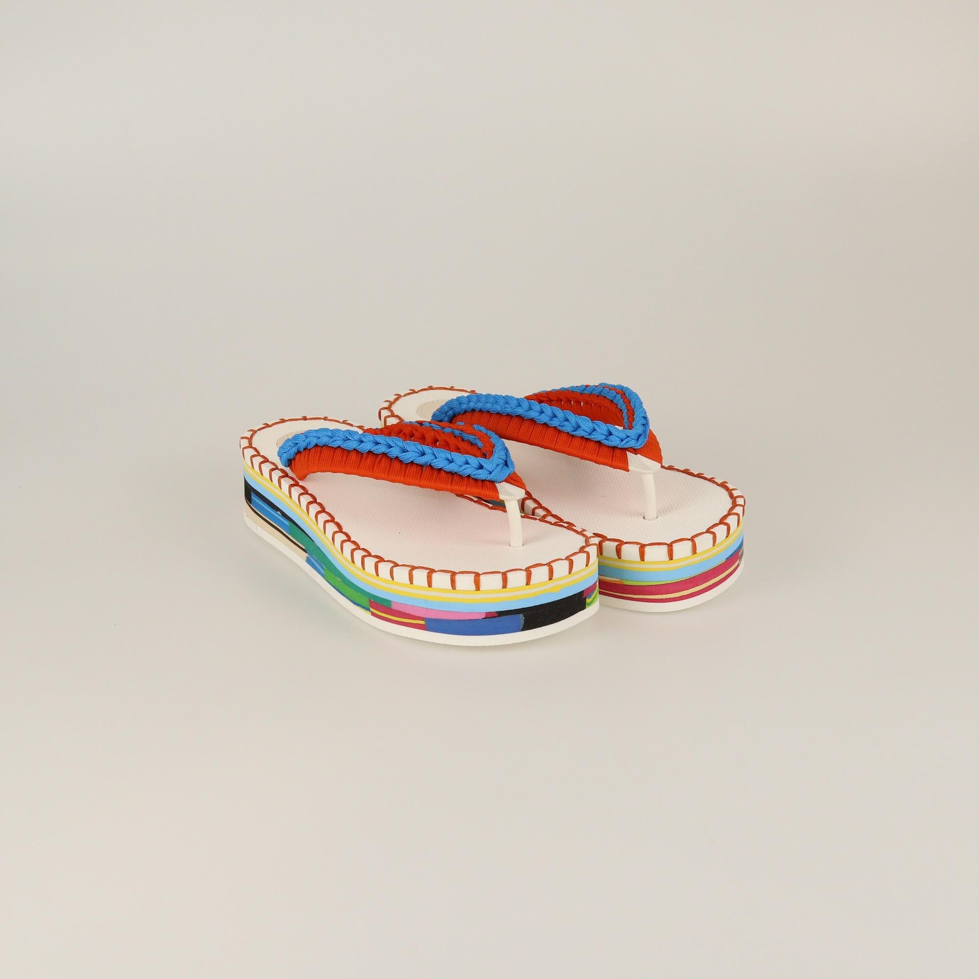 Chloe Multicolor Lou Crochet Thong Flat Sandals Womens Chloe 