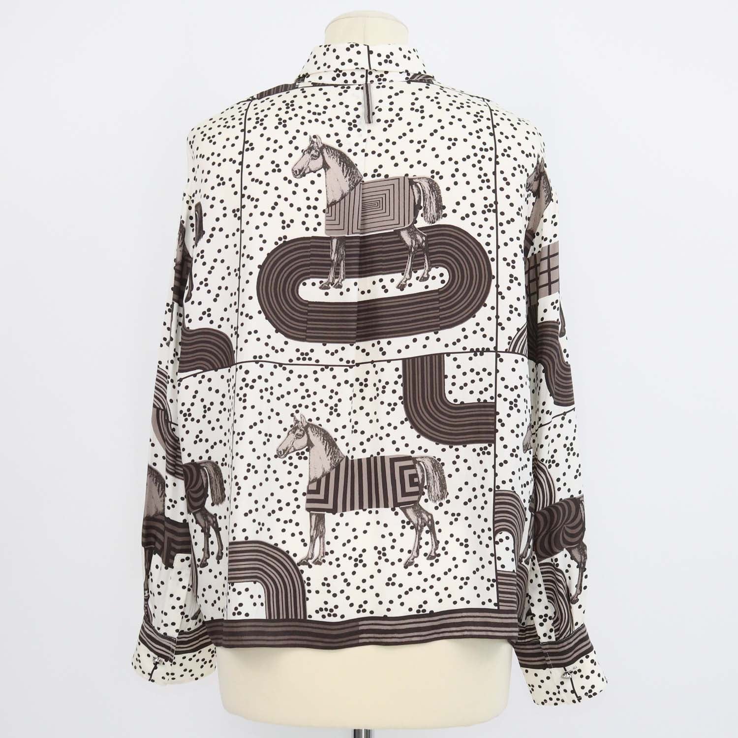 Hermes White, Etoupe Silk Garde-Robe Pop Shirt