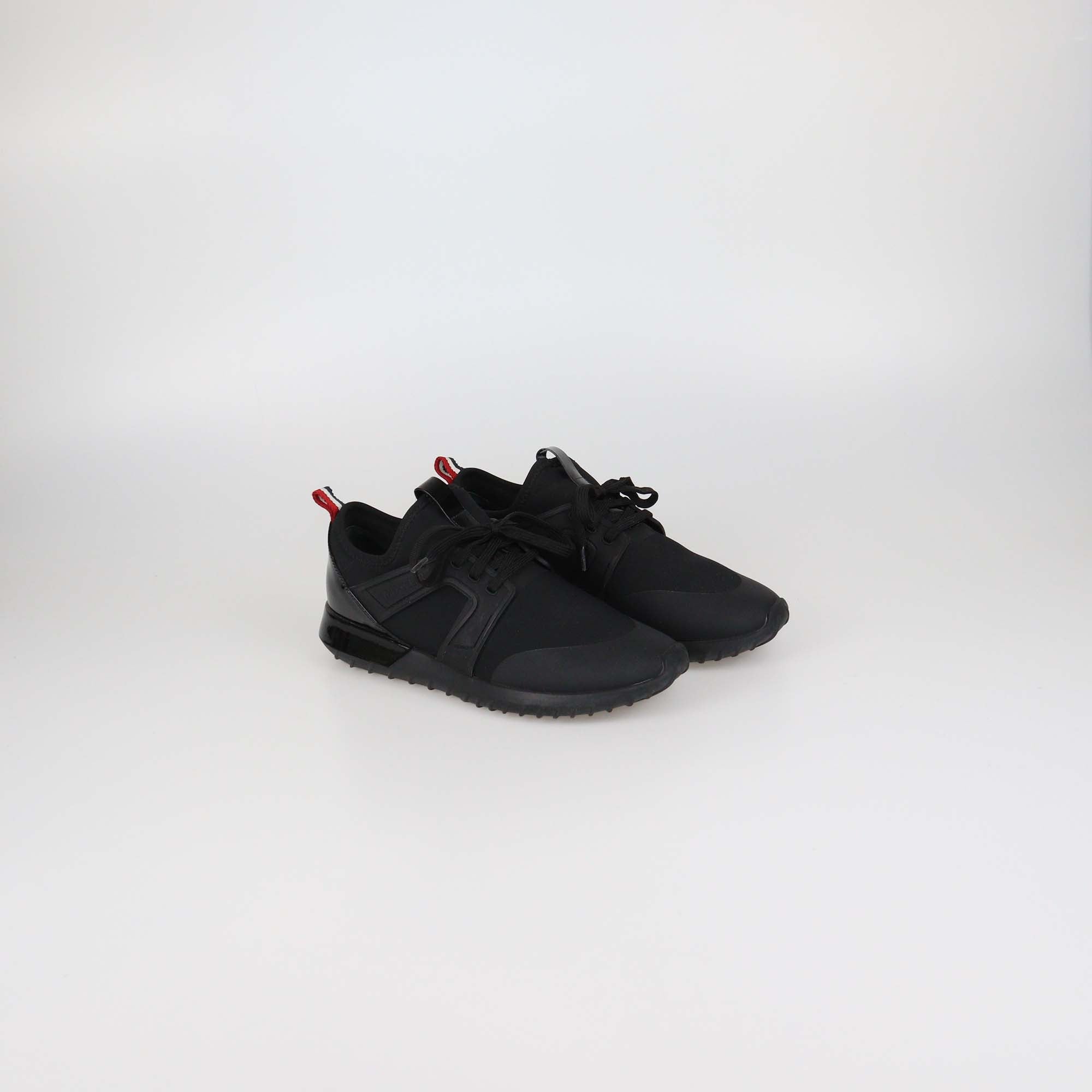 Moncler Black Neoprene & Patent Leather Emilia Low Top Sneakers