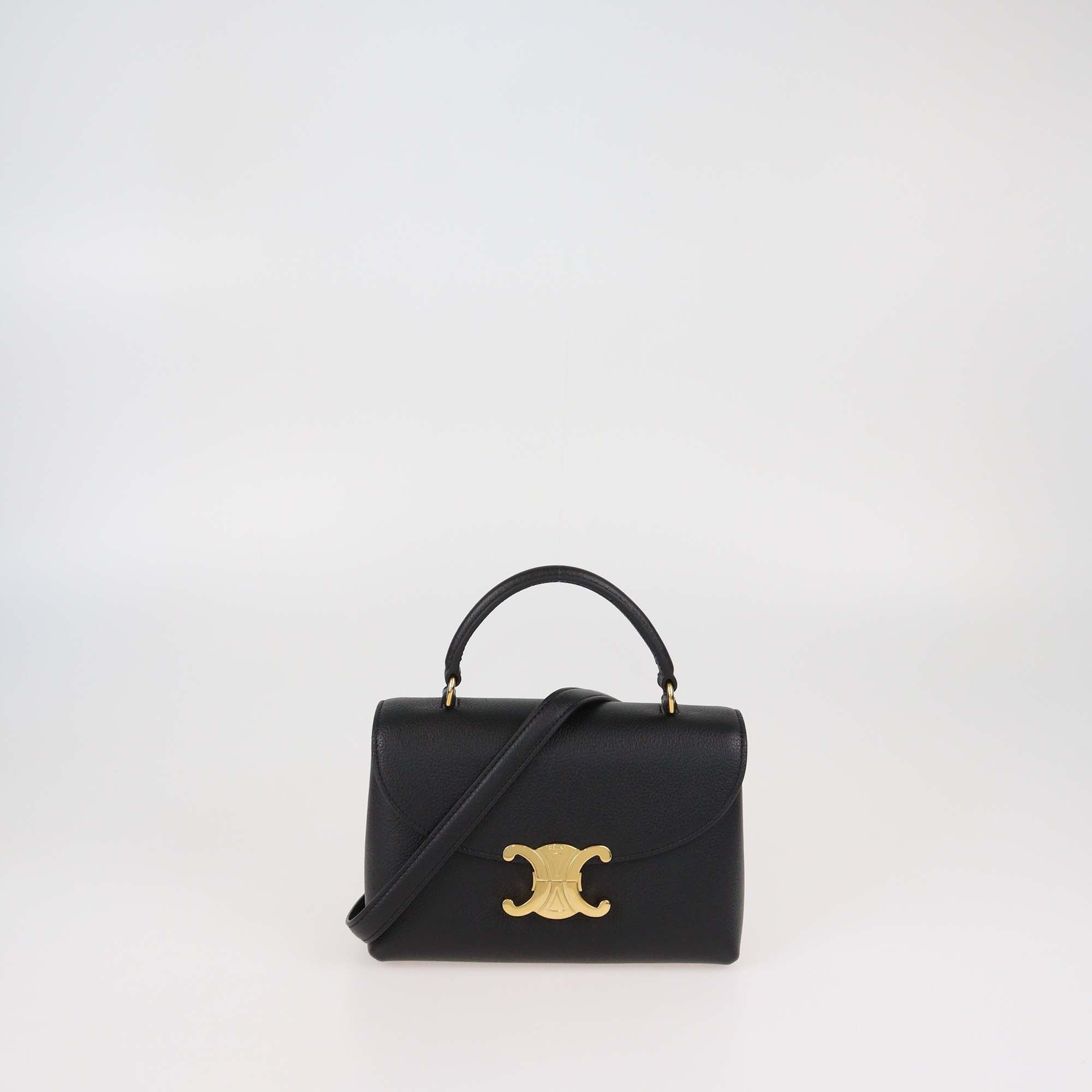 Celine Black Leather Teen Nino Top Handle Bag