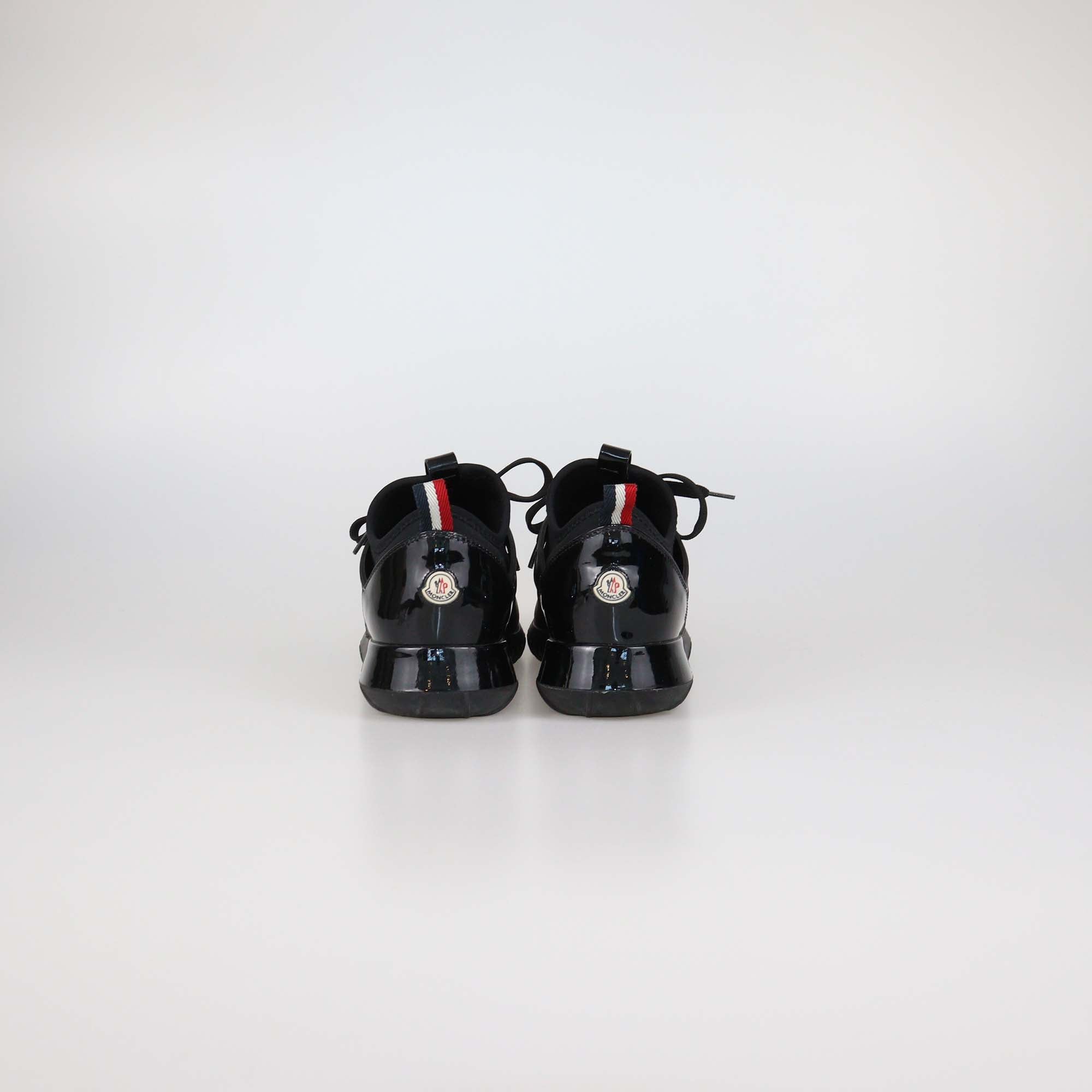 Moncler Black Neoprene & Patent Leather Emilia Low Top Sneakers
