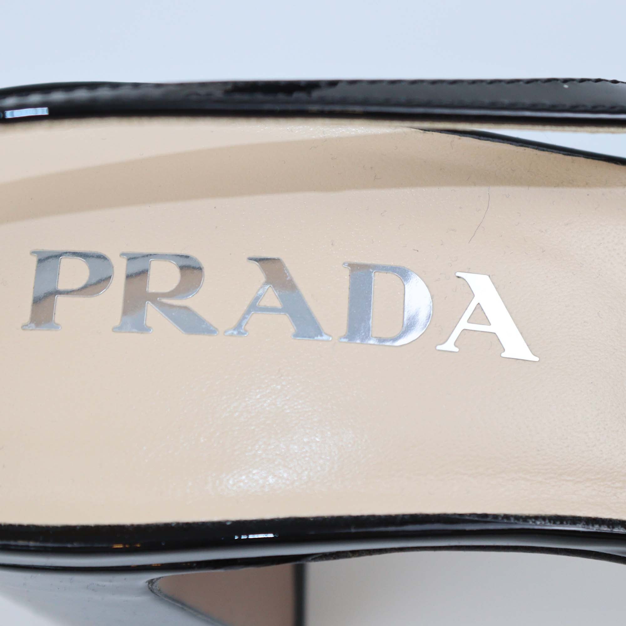 Prada Black Patent Leather Slingback Pumps