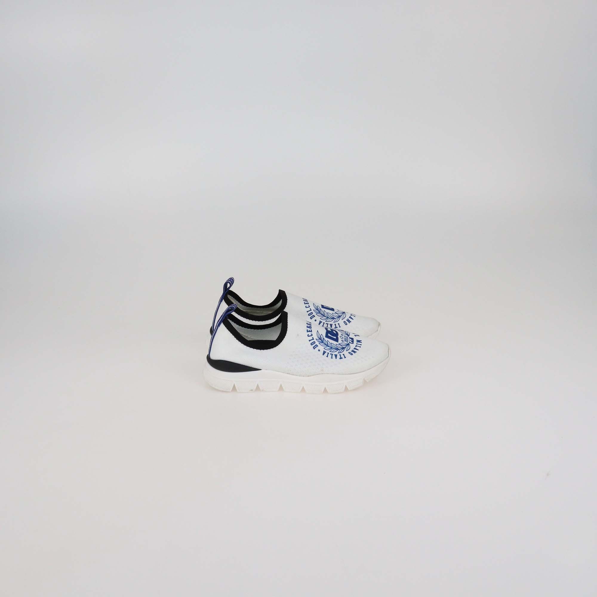 Dolce & Gabbana Kids White Knit DG Crest Sorrento Slip On Sneakers