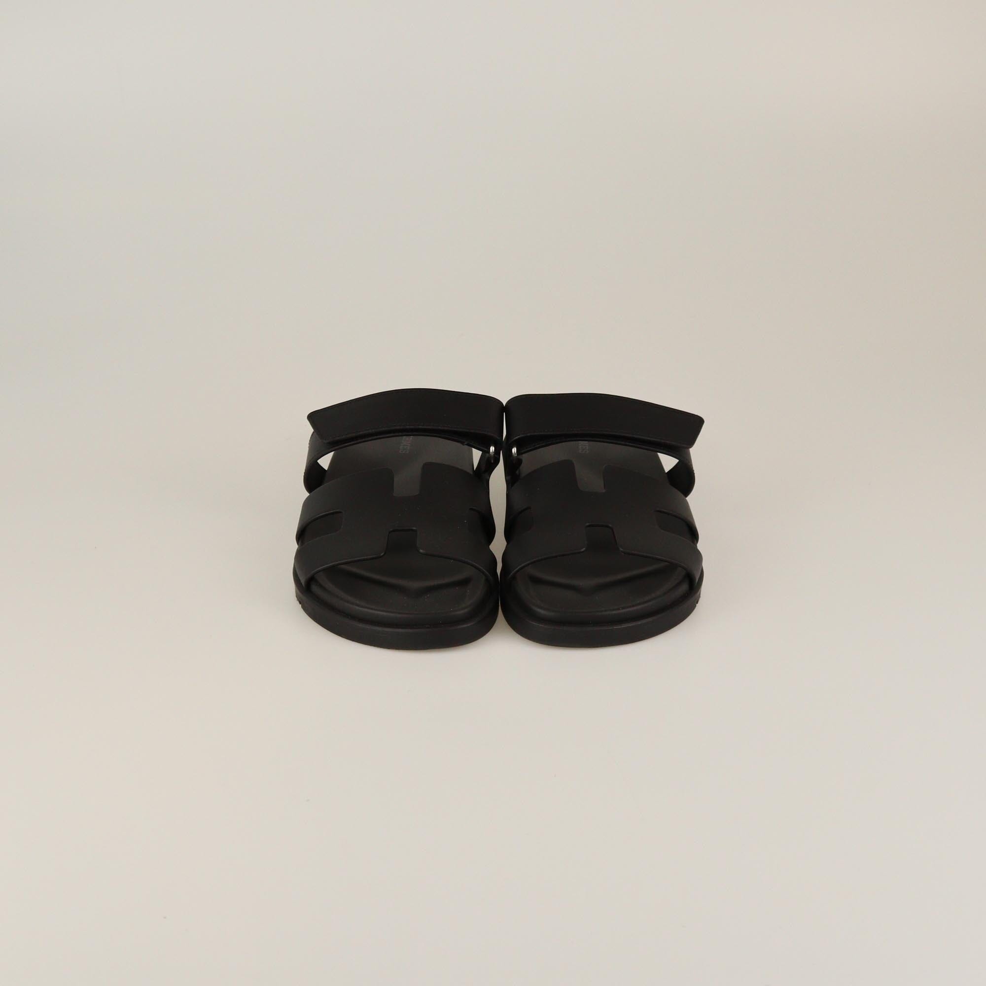 Hermes Black Chypre Flat Sandals Womens Hermes 