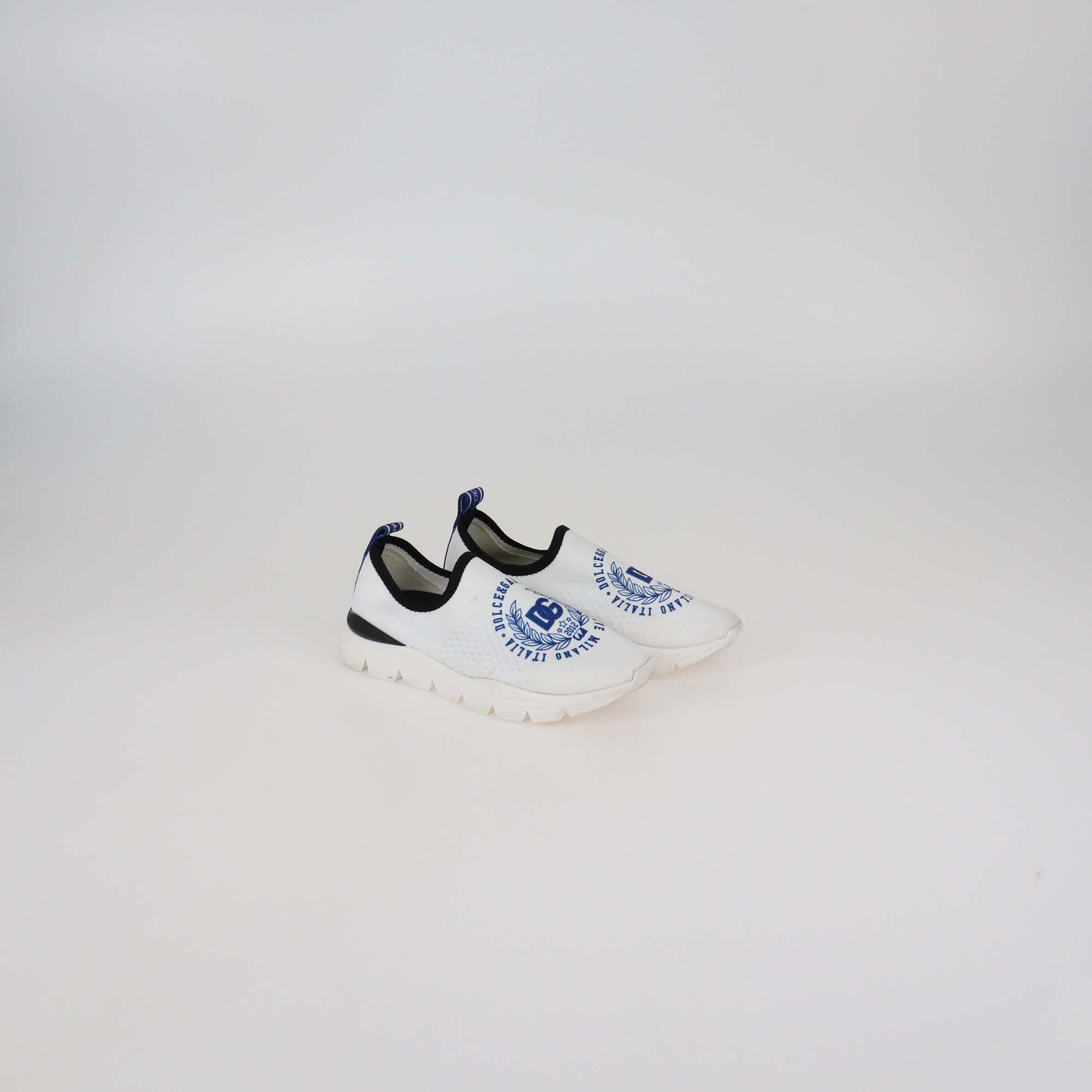 Dolce & Gabbana Kids White Knit DG Crest Sorrento Slip On Sneakers