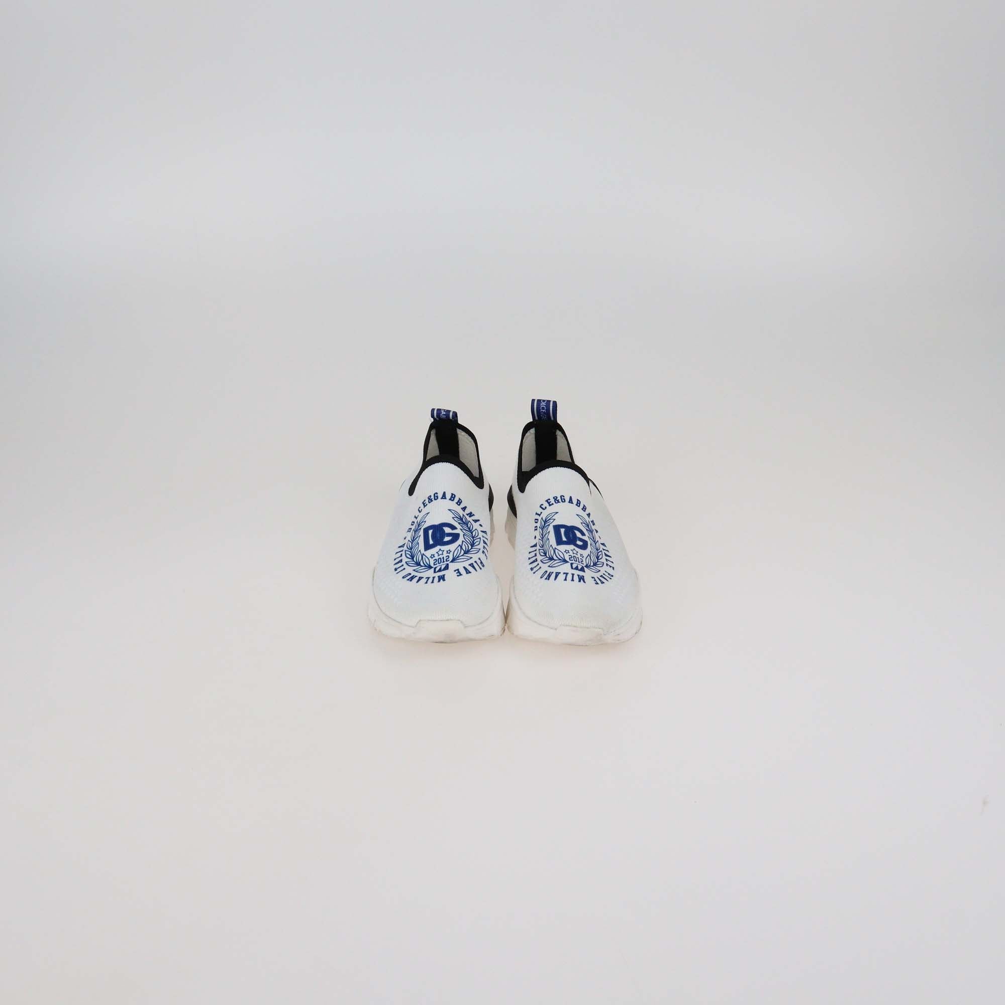 Dolce & Gabbana Kids White Knit DG Crest Sorrento Slip On Sneakers