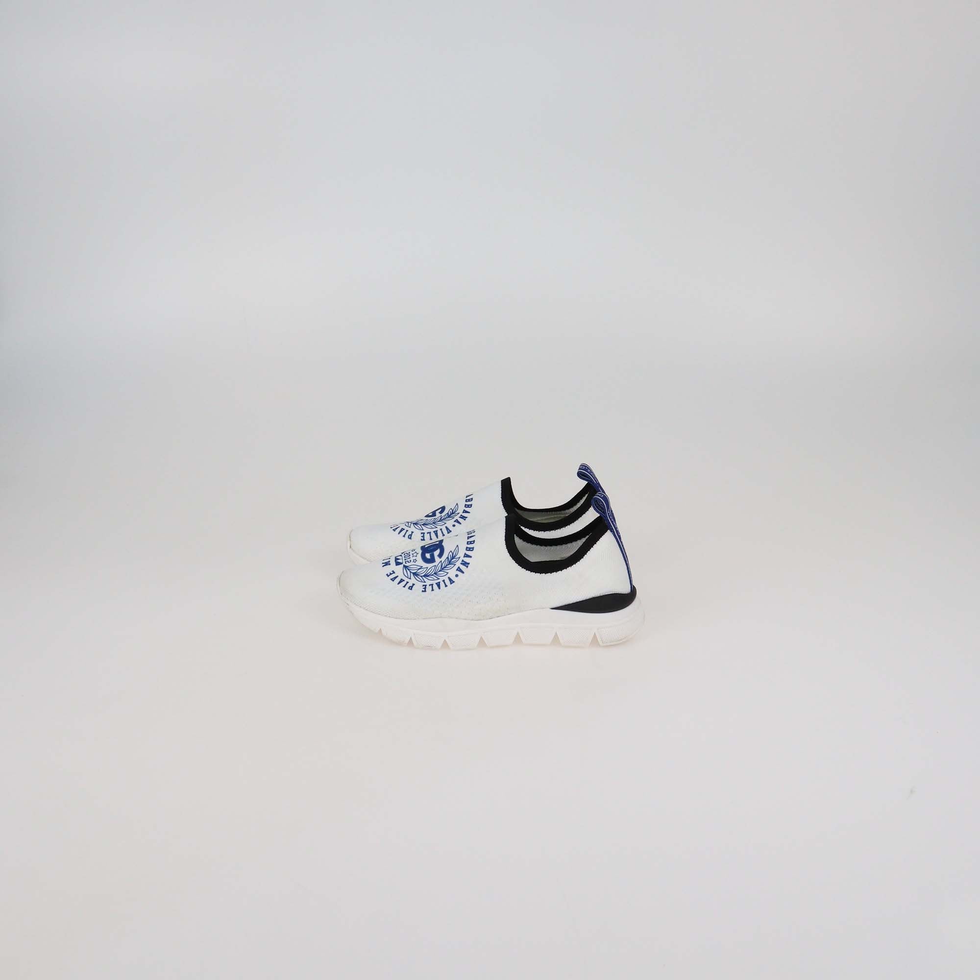 Dolce & Gabbana Kids White Knit DG Crest Sorrento Slip On Sneakers