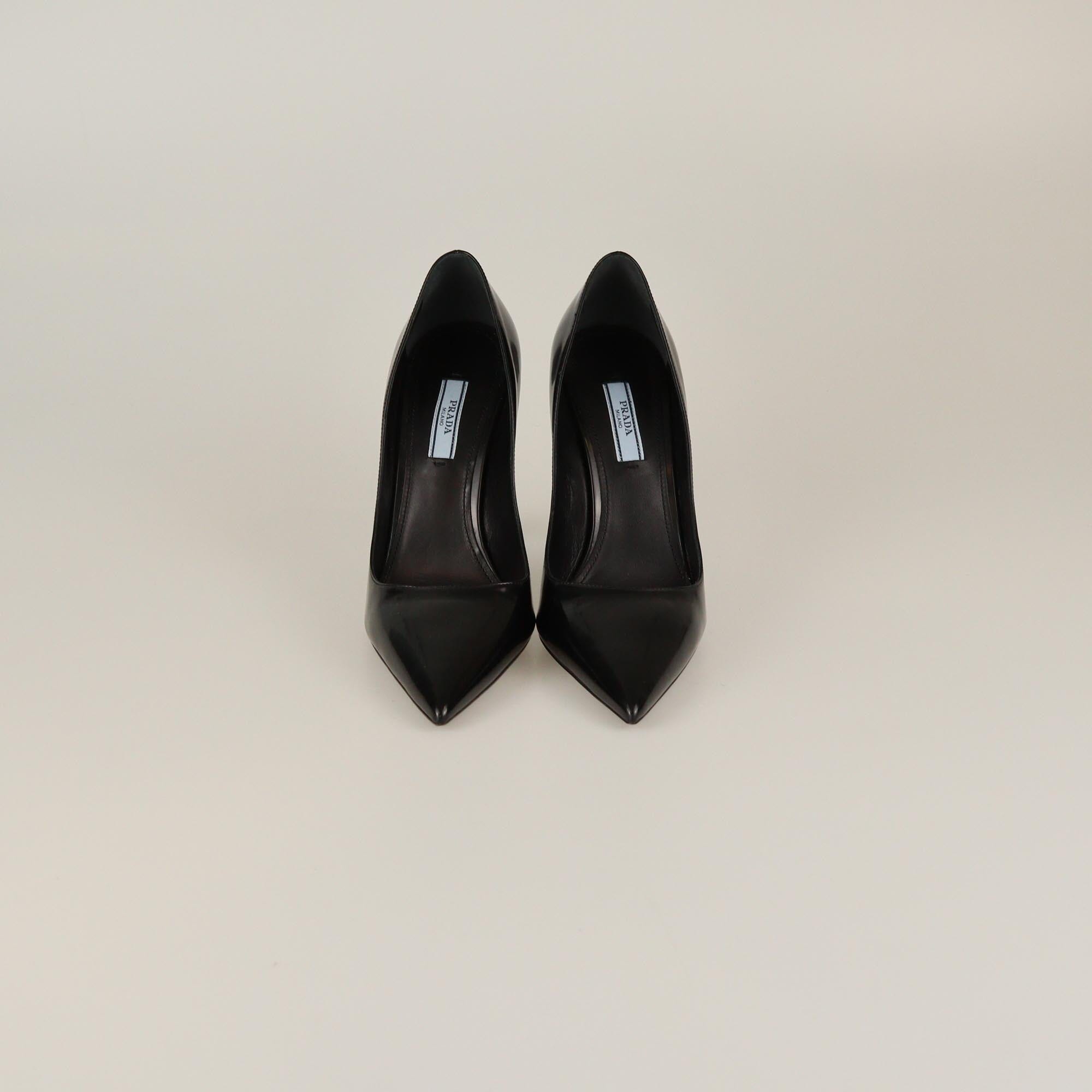 Prada Black Pointed Toe Pumps Womens Prada 