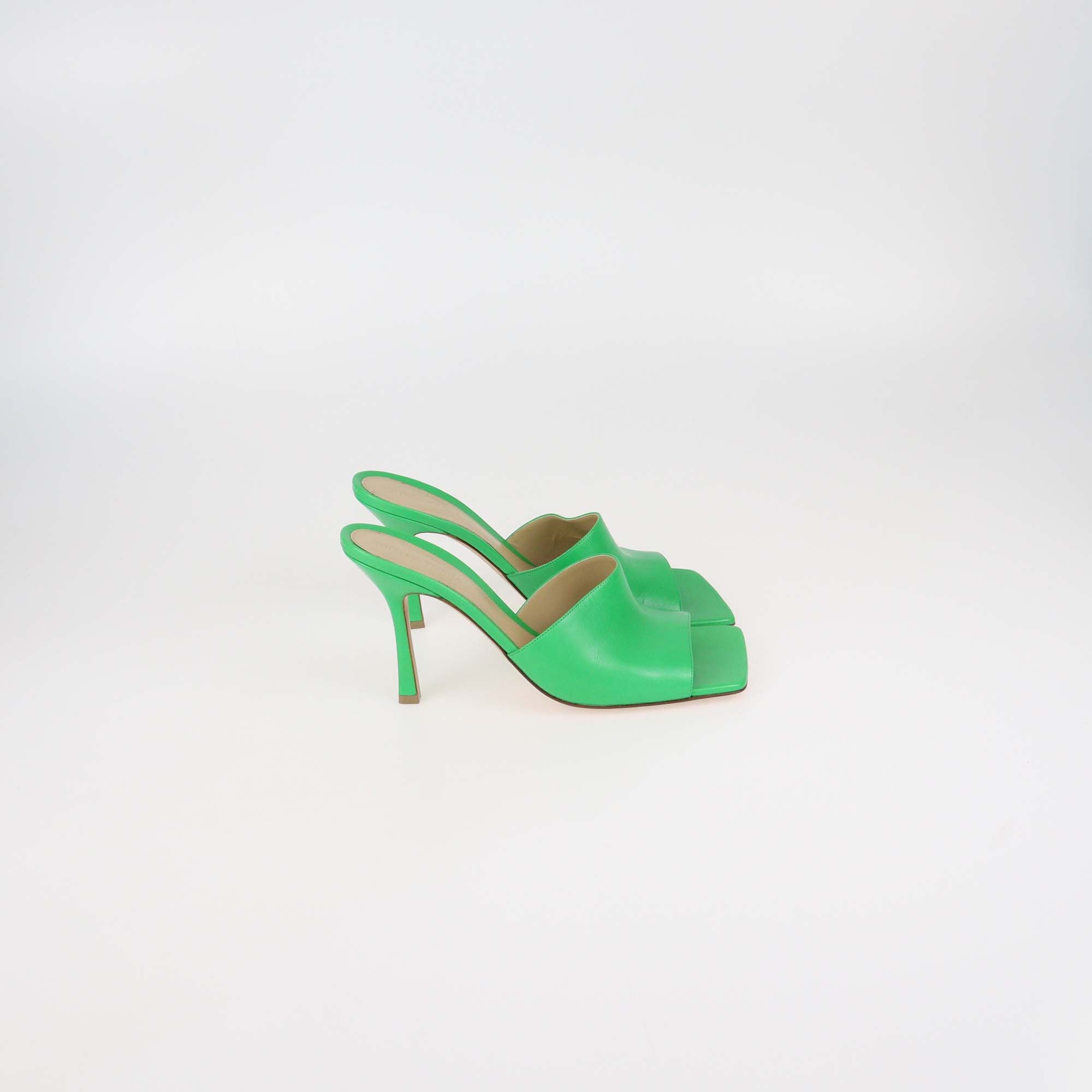 Bottega Veneta Green Leather Stretch Mules