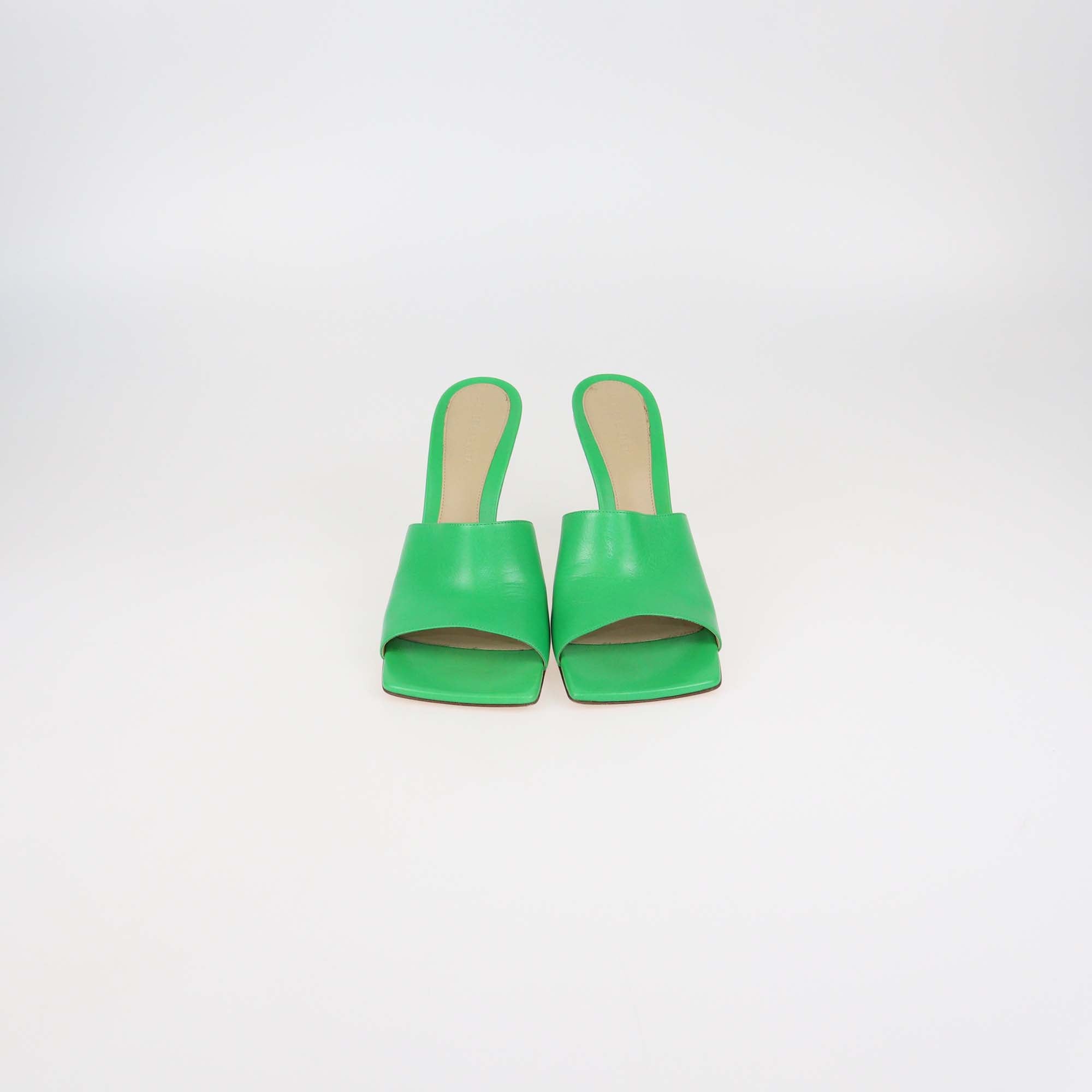 Bottega Veneta Green Leather Stretch Mules