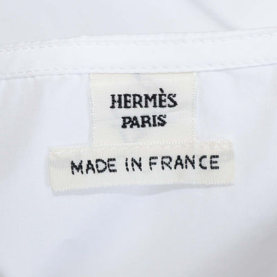 Hermes Blanc Cotton Clou de Selle Embroidered Beach Shirt
