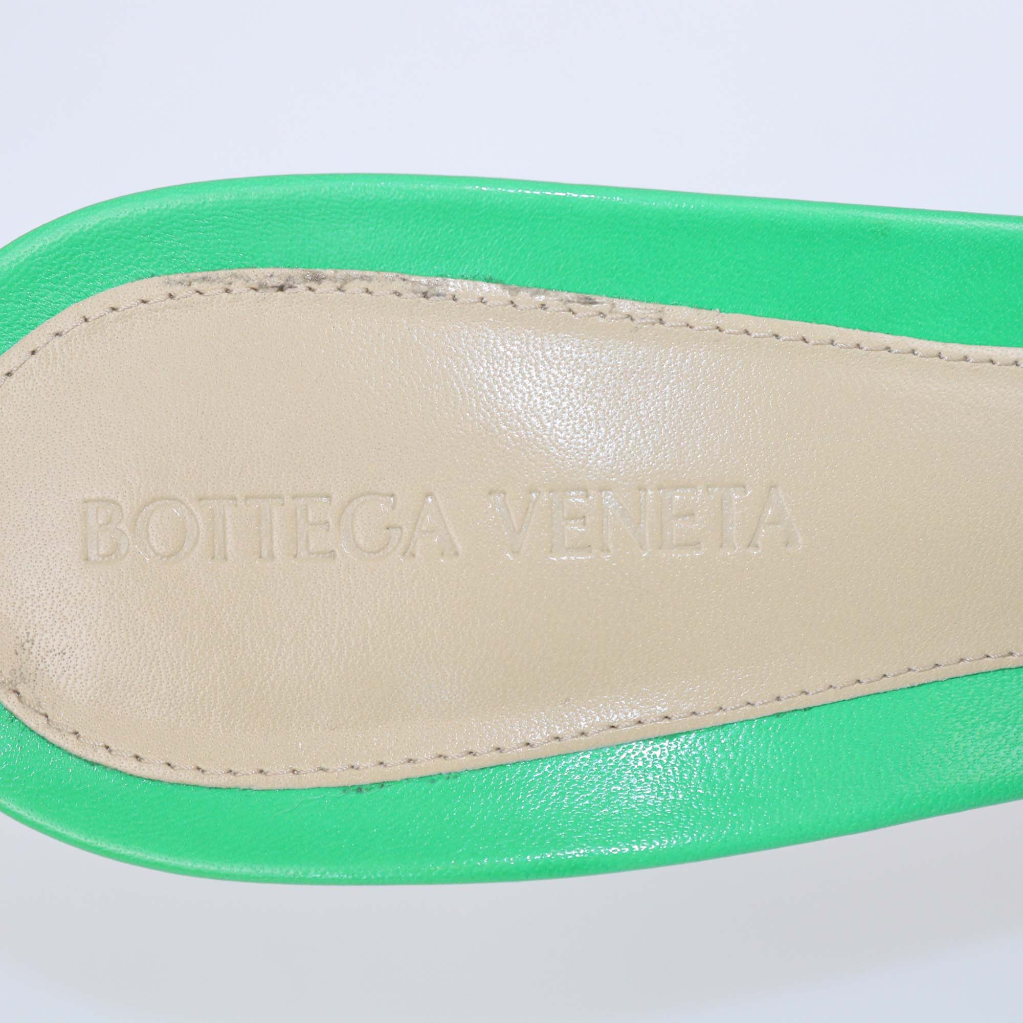 Bottega Veneta Green Leather Stretch Mules