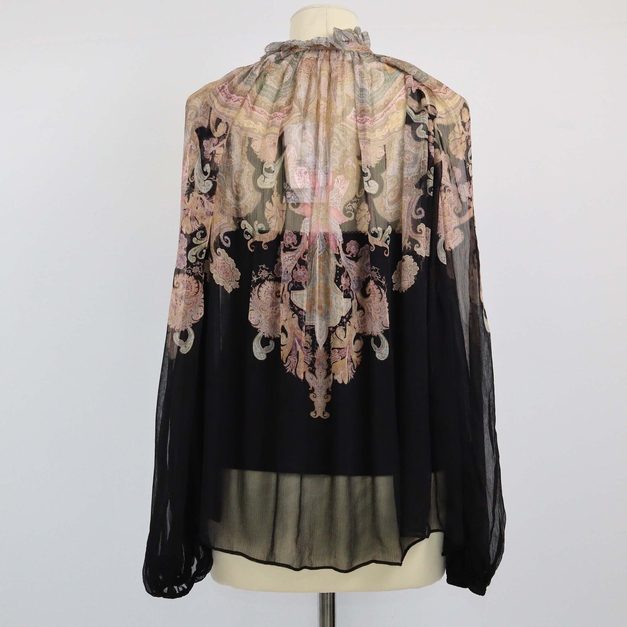 Zimmermann Black Paisley Illustration Billow Blouse Womens Zimmermann 