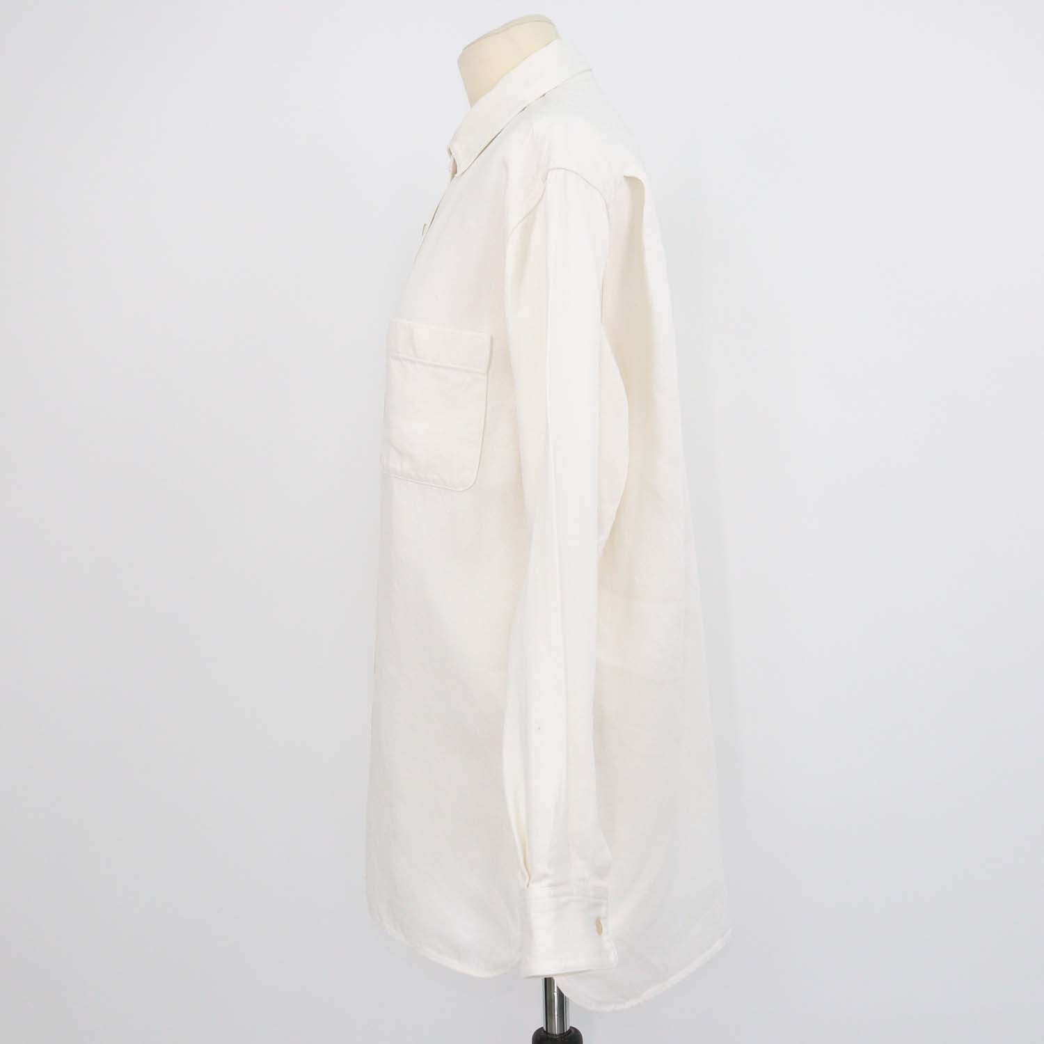 The Row Cream Linen Denim Nesson Oversized Button Down Shirt