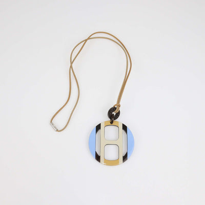 Hermes Multicolor Lacquered Hord H Equipe Pendant Necklace