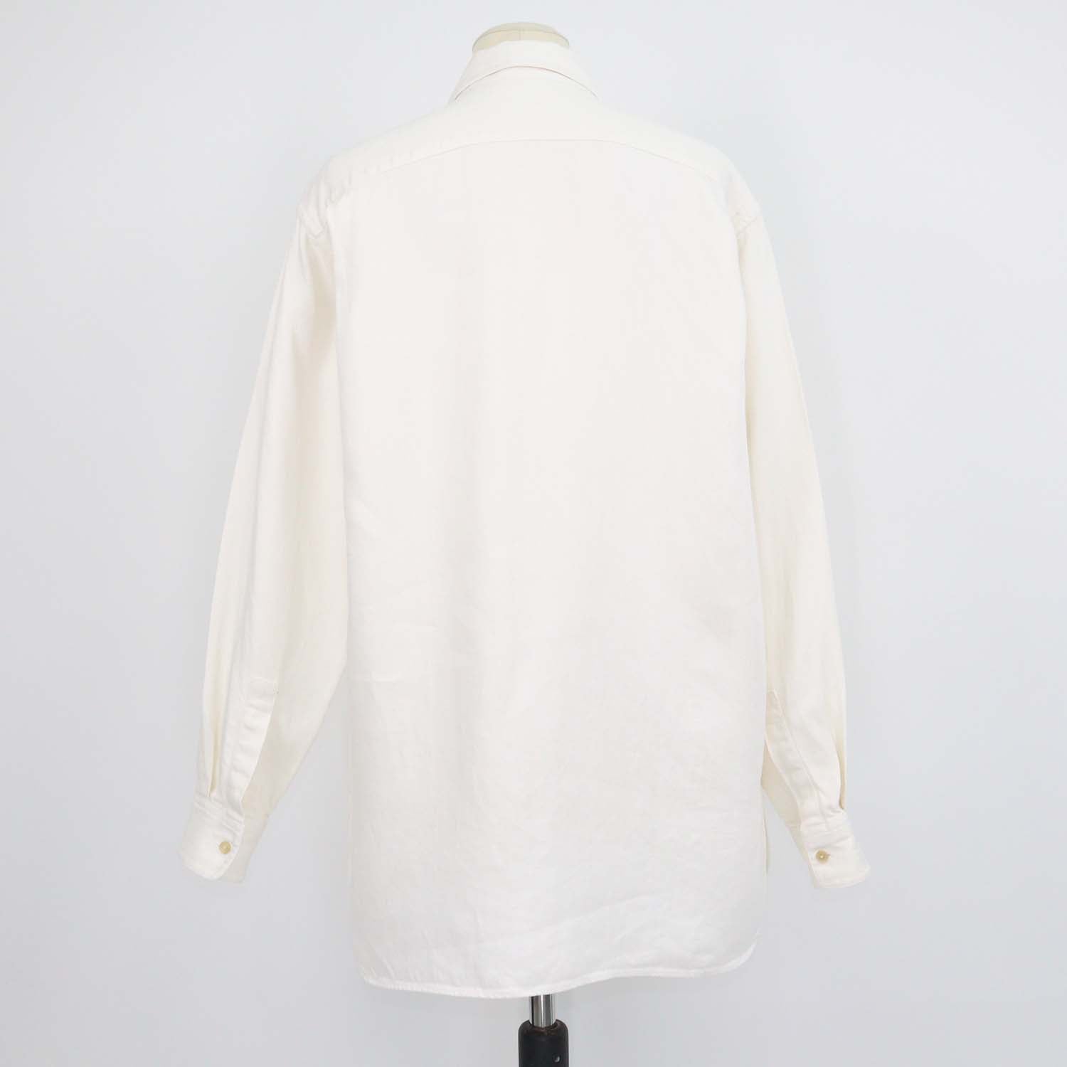 The Row Cream Linen Denim Nesson Oversized Button Down Shirt